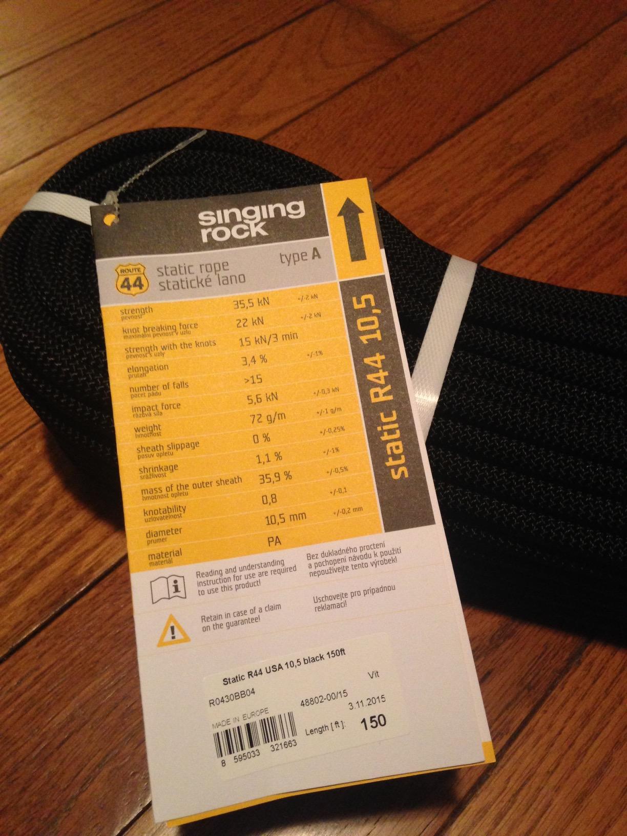 Singing Rock R44 NFPA Static Rope 11.2-mm x 200 Feet - Customer Photo 2