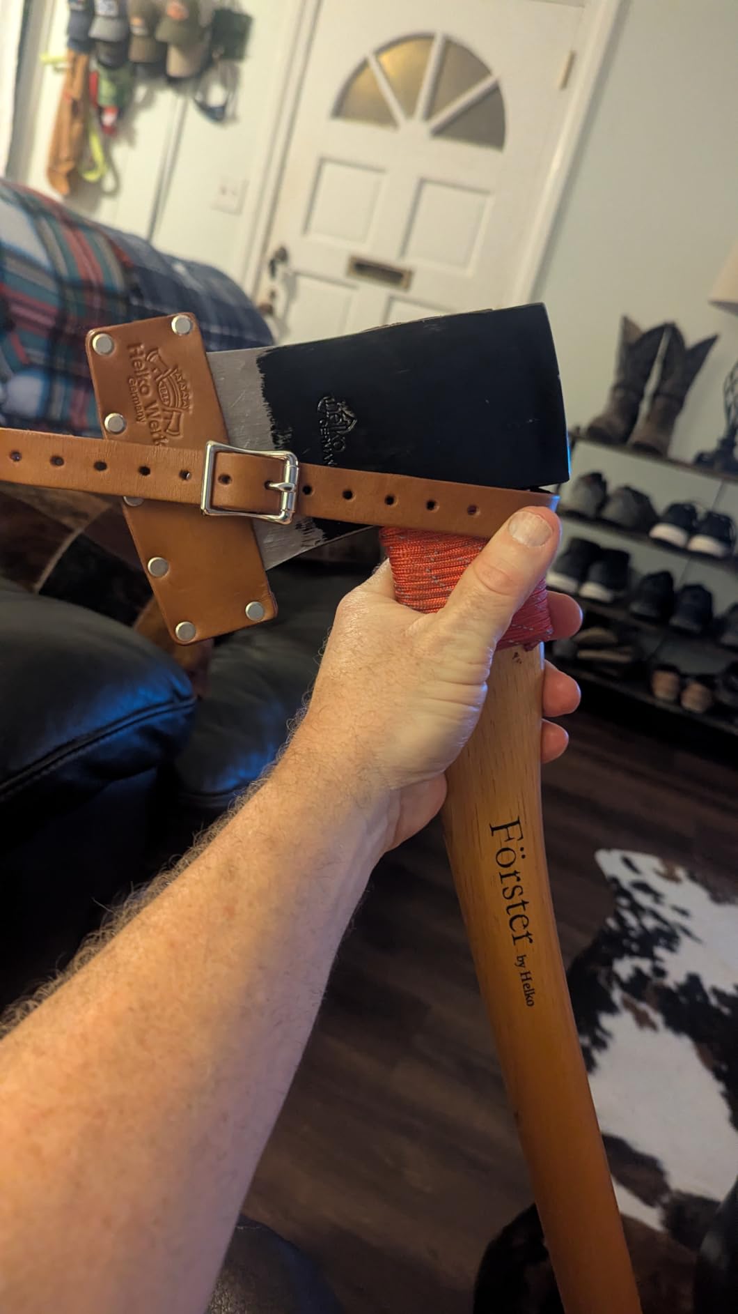 Helko Werk Leather Axe Sheath (Large) - Genuine Leather Sheath for Axes and Hatchets Leather and Hatchet Cover and Axe Cover (Large Brown) S126 - Customer Photo 1