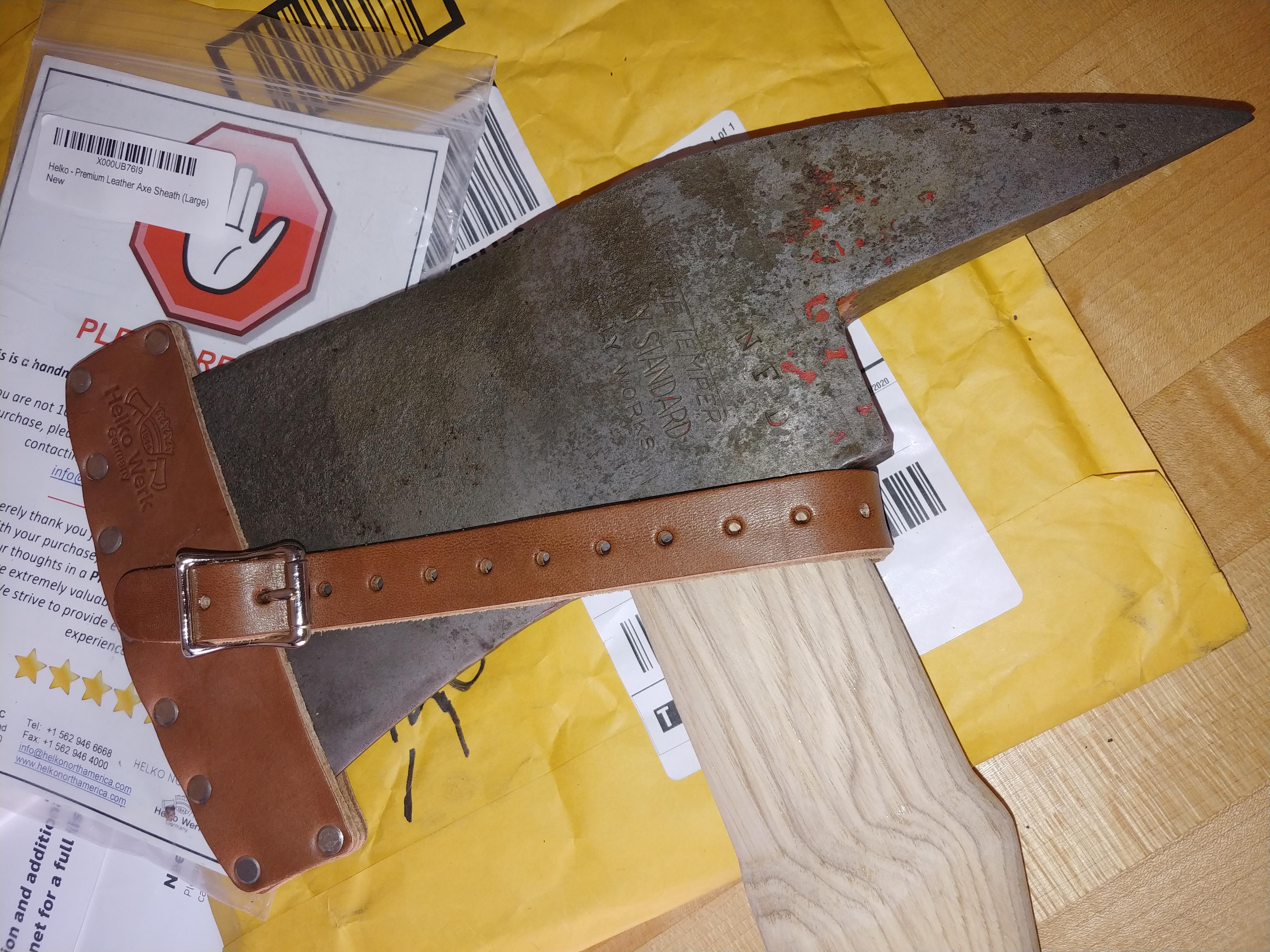 Helko Werk Leather Axe Sheath (Large) - Genuine Leather Sheath for Axes and Hatchets Leather and Hatchet Cover and Axe Cover (Large Brown) S126 - Customer Photo 2