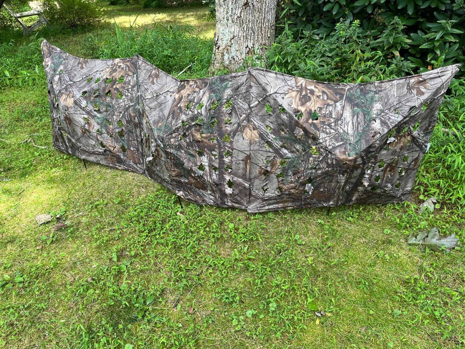 Ameristep Throwdown Ground 3D Leafy Die-Cut Camo Ultra-Compact Easy-Setup Three-Panel Low-Noise Run-and-Gun 2-Person Hunting Blind - Customer Photo 1