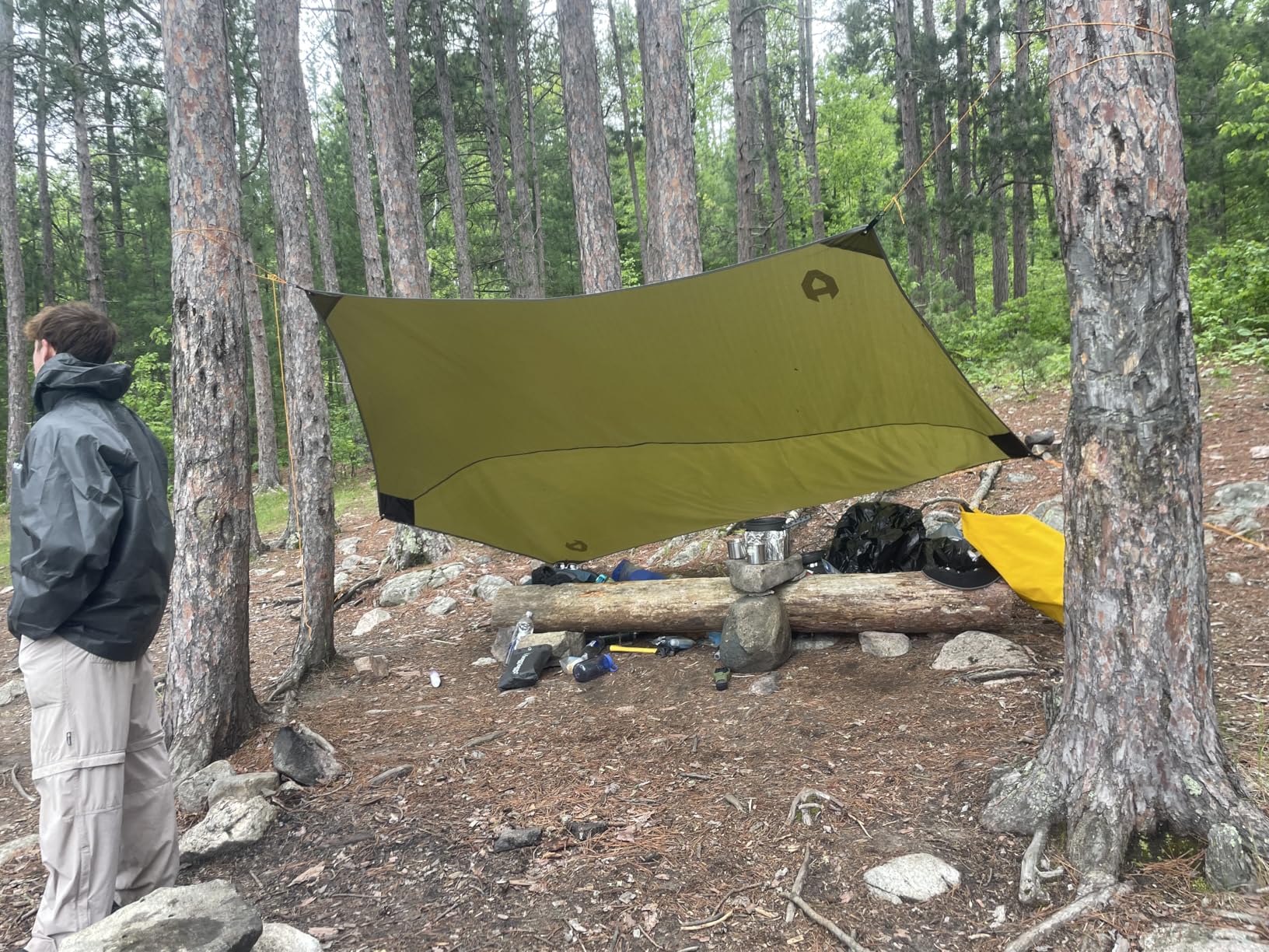 Rain Fly12x10 Lightweight Survival Camping Tarp; 100% Waterproof; Makes a Great Backpacking Tarp or Hammock Shelter; Comes in Multiple Colors, Survival Bracelet Included; Grey - Customer Photo 1