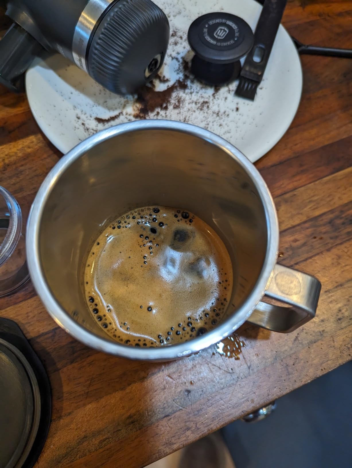 WACACO Nanopresso Portable Espresso Machine, Evolution of the Minipresso, Maximum Pressure 18 Bar, Travel Coffee Maker, No Need for Battery, Manual Operated, Grey - Customer Photo 2