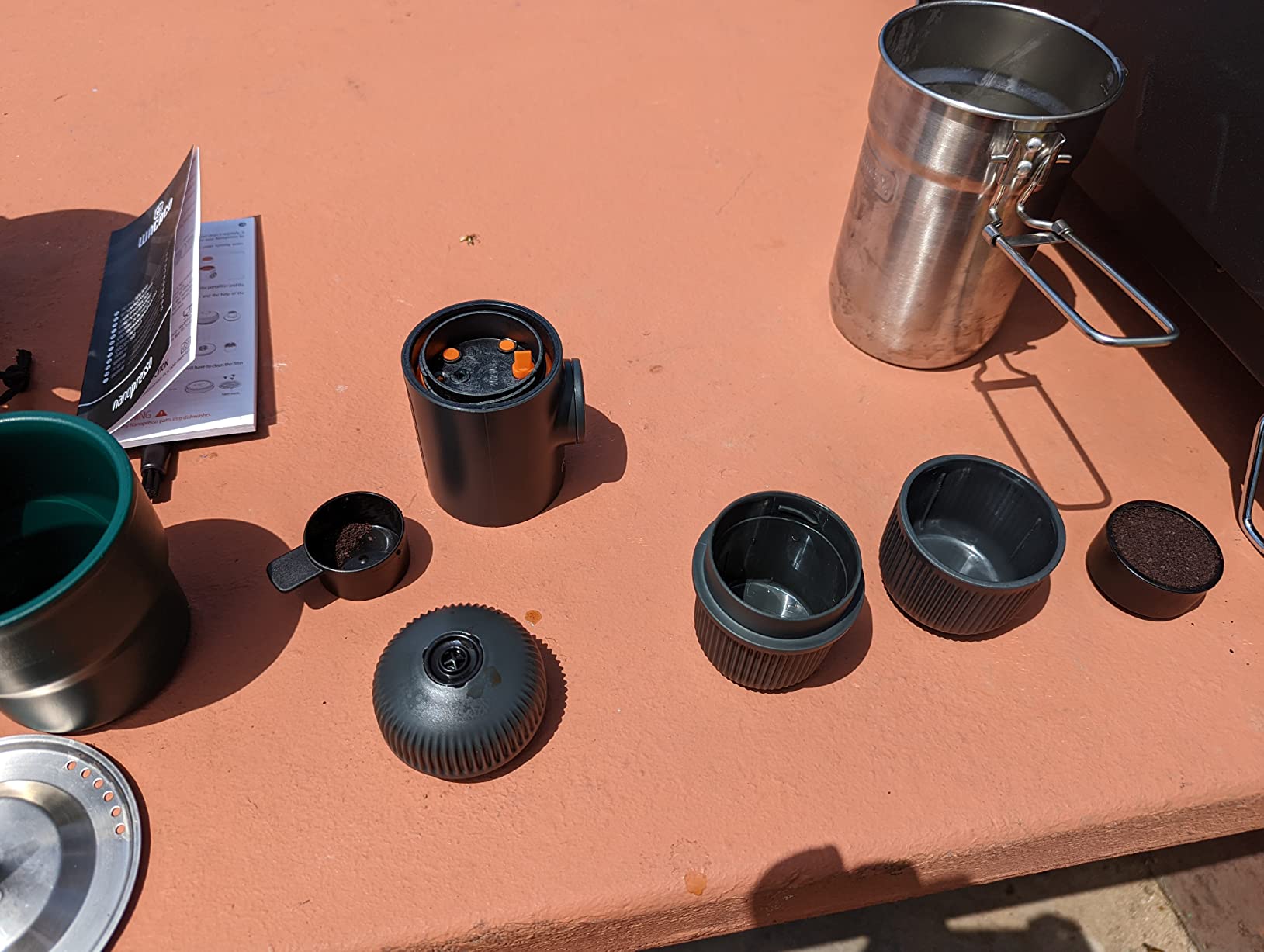 WACACO Nanopresso Portable Espresso Machine, Evolution of the Minipresso, Maximum Pressure 18 Bar, Travel Coffee Maker, No Need for Battery, Manual Operated, Grey - Customer Photo 4