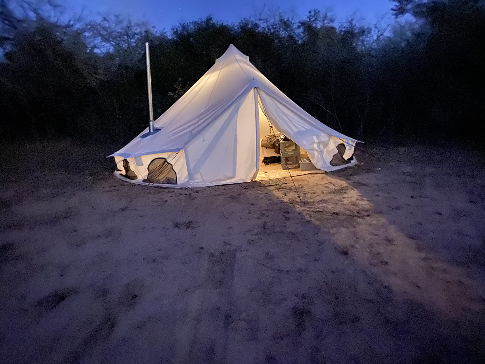 WHITEDUCK Avalon Canvas Bell Tent - Luxury All Season Tent for Camping & Glamping Made from Premium & Breathable 100% Cotton Canvas w/Stove Jack, Mesh - Customer Photo 5