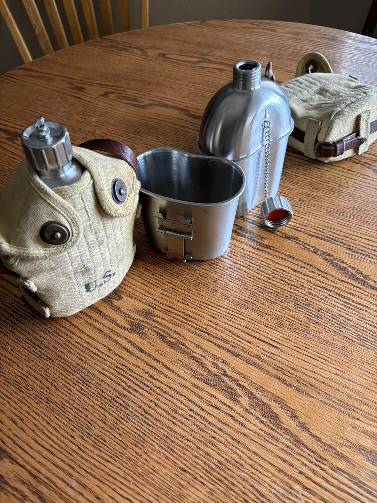 GI Military Grade Stainless Steel Canteen & Kidney Style Cup (with 12 Lobe Stainless Steel Cap) | Portable Water Bottle for Trips, Hiking, Camping and Outdoor Activities | 1 Quart - Customer Photo 2