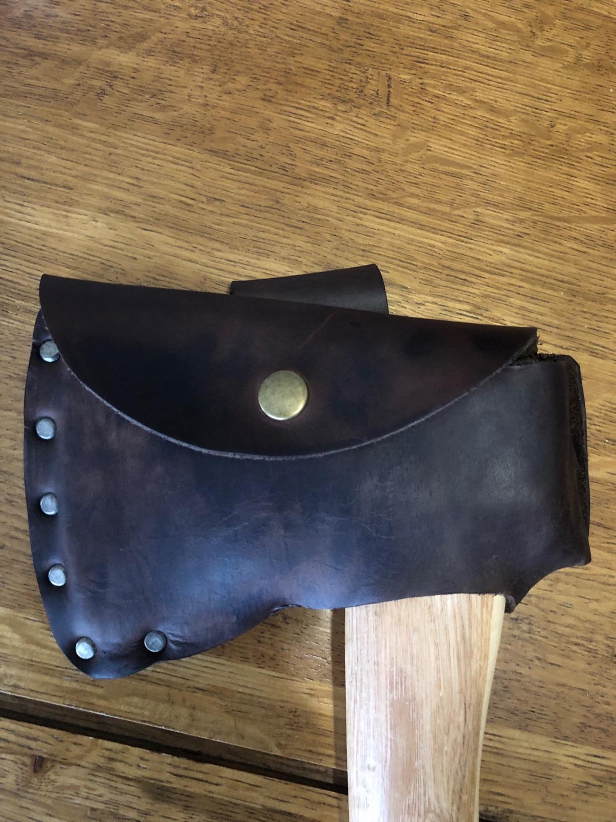 Hide & Drink, Hatchet Head Sheath Holster for 1.5 in. Belts, Axe Head Case, Blade Cover, Lumberjack Outdoors Work Essentials, Full Grain Leather, Handmade - Customer Photo 1