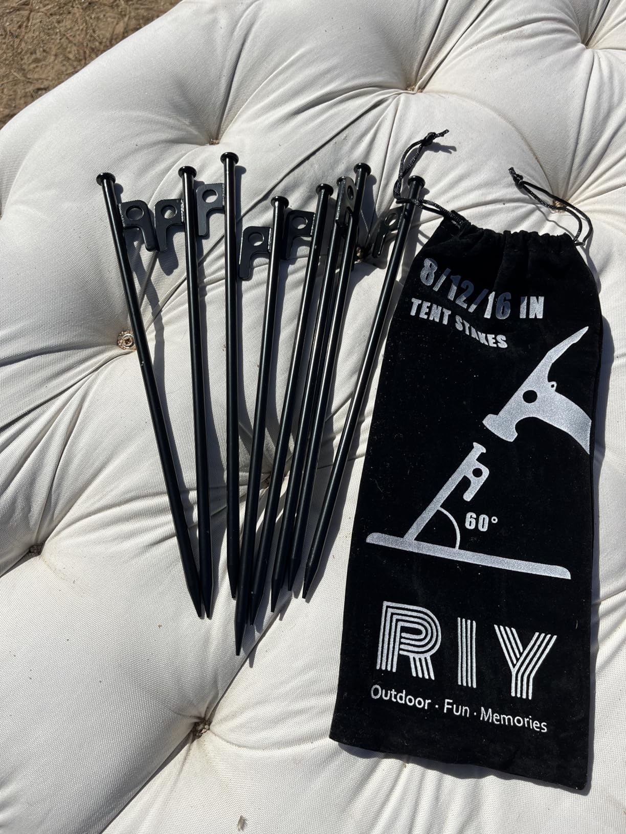 8 Pack Tent Stakes Heavy Duty 12 inch Steel Tent Pegs for Camping Unbreakable and Inflexible - Customer Photo 2