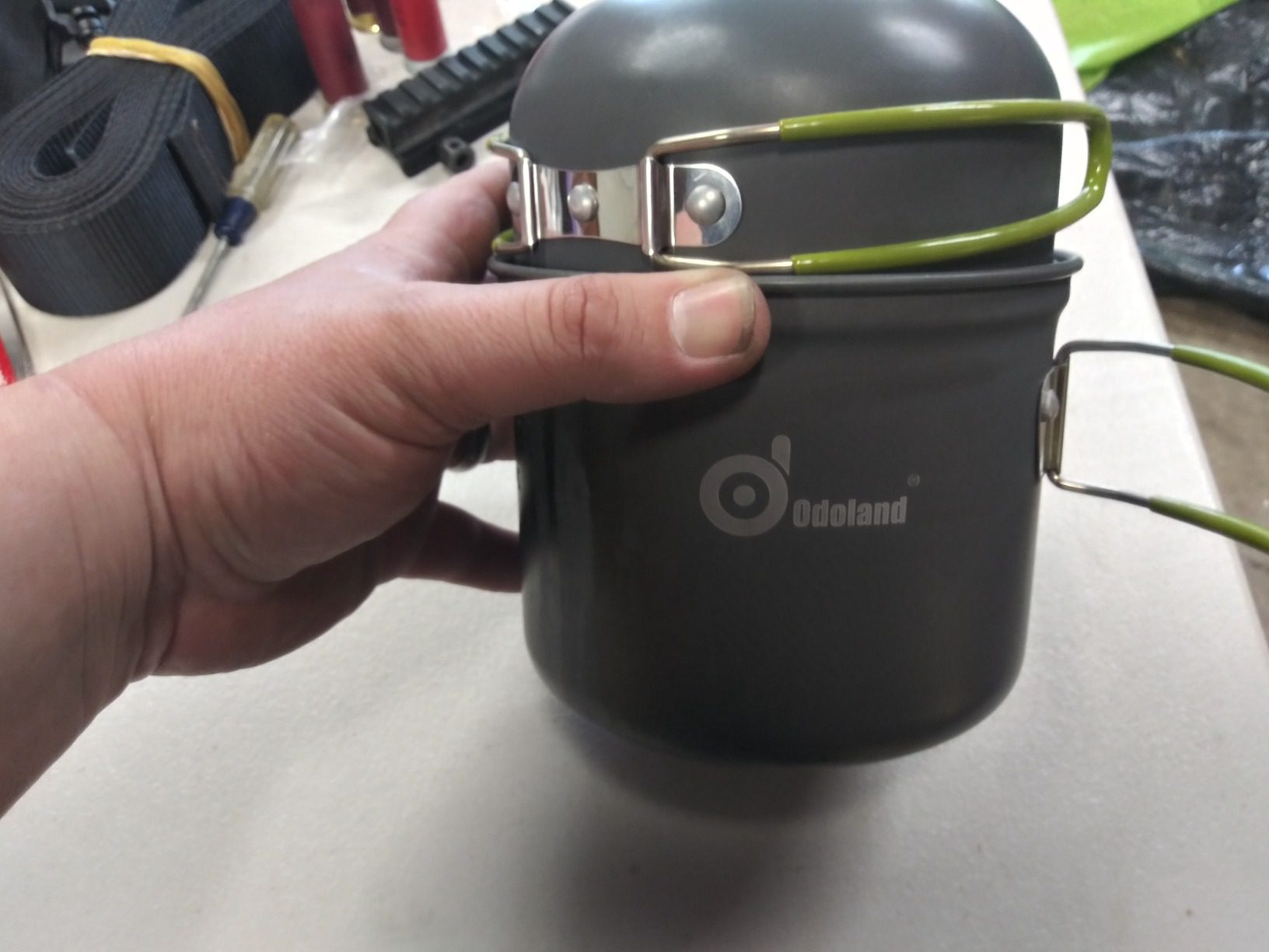 Odoland 16pcs Camping Cookware Mess Kit, Lightweight Pot Pan Mini Stove with 2 Cups, Fork Spoon Kits for Backpacking, Outdoor Camping Hiking and Picnic - Customer Photo 1