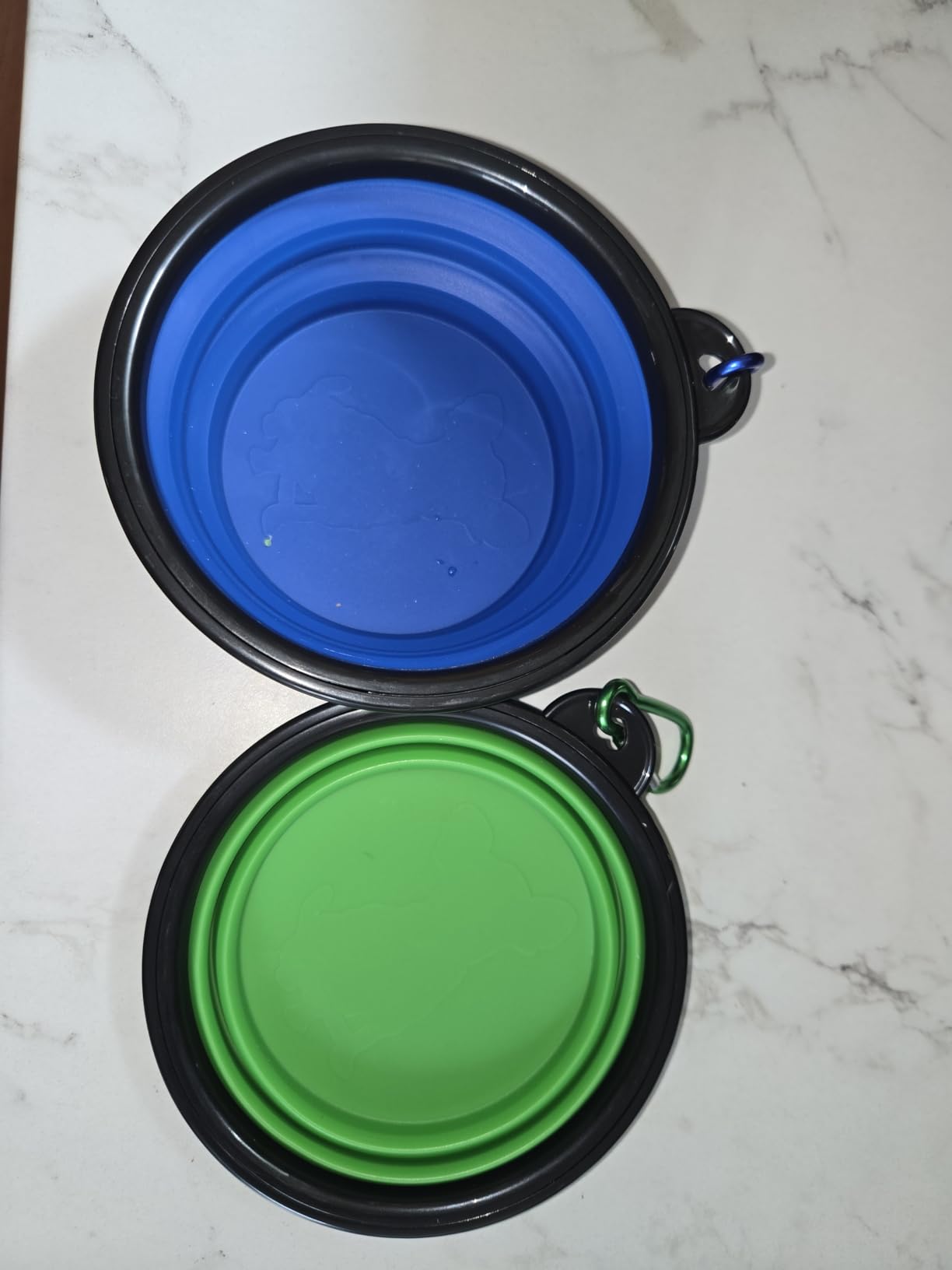 Dog Bowl Pet Collapsible Bowls, 2 Pack for Cats Dogs, Portable Pet Feeding Watering Dish for Walking Parking Traveling with 2 Carabiners (Small, Blue+Green) - Customer Photo 1