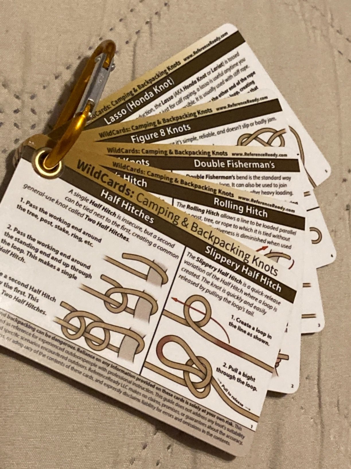 Outdoor Knots - Waterproof Knot Tying Cards with Mini Carabiner - Includes 22 Rope Knots for Camping, Backpacking, and Scouting Scenarios - Customer Photo 4