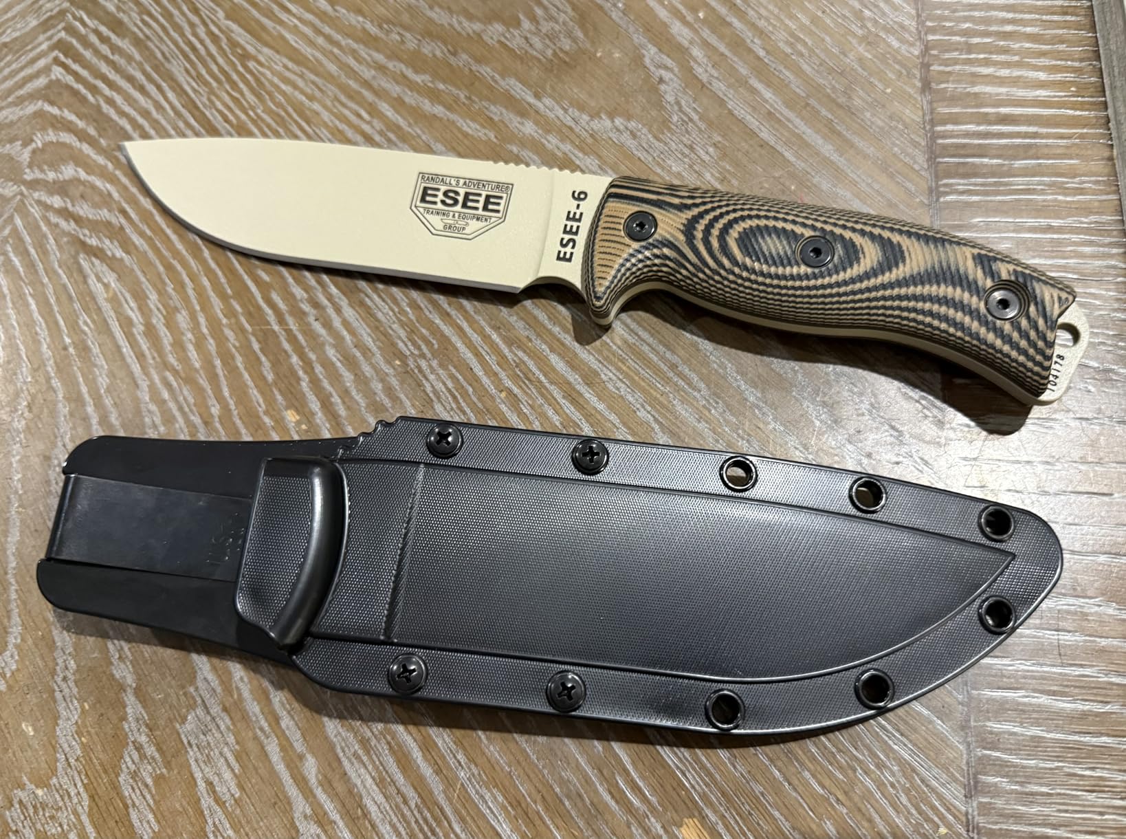 ESEE-6 1095 Carbon Steel, Black Sheath (Orange Blade, Orange/Black G10 3D Handle) - Customer Photo 1