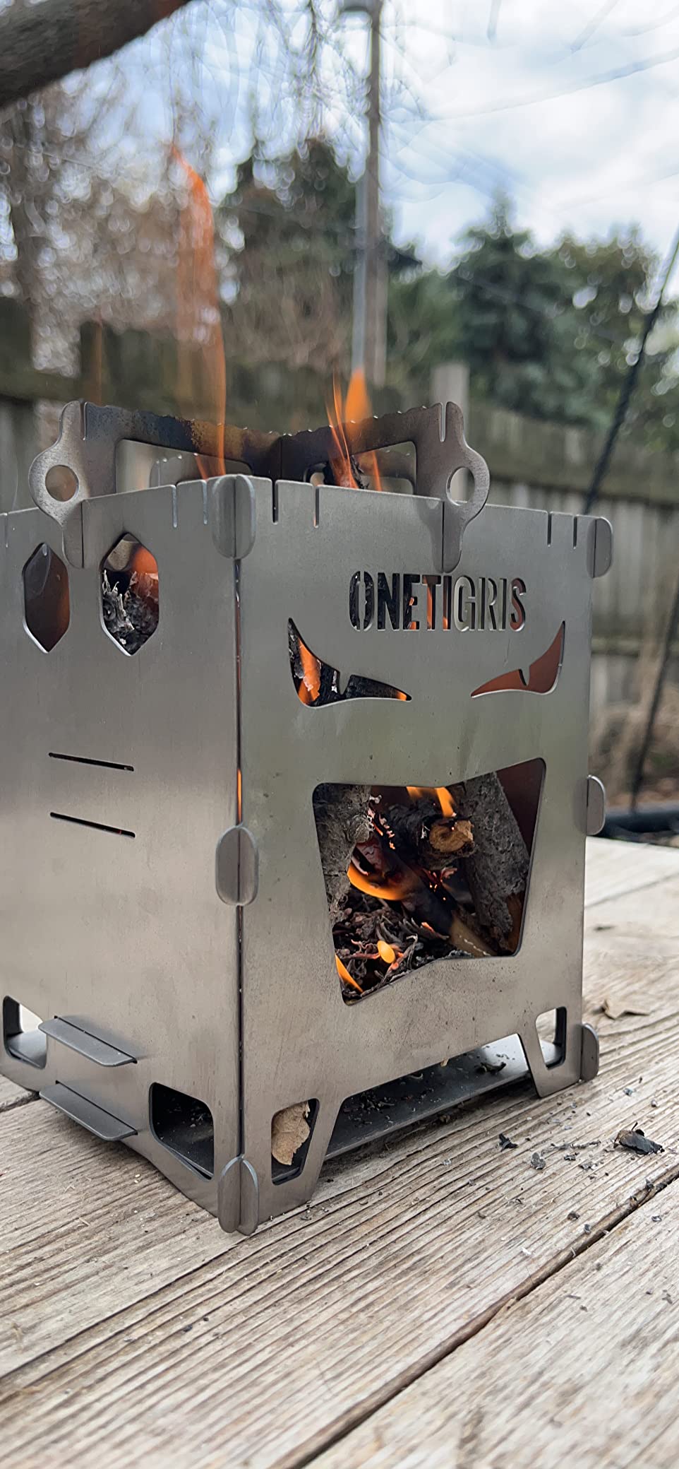 OneTigris ROCUBOID Camping Backpacking Titanium Stove Portable Foldable Burning Wood Stove for Outdoor Hiking Picnic BBQ,Weights 460g/16.2oz - Customer Photo 2