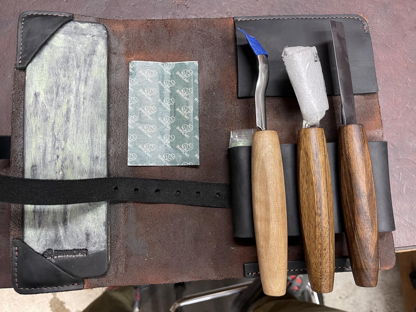 BeaverCraft Wood Spoon Carving Tools Kit S14x Deluxe - Whittling Tools Set Includes Sloyd Wood Carving Knife, Hook Knife, Gouge, Leather Roll-Up Case & Leather strop with Polishing Compound - Customer Photo 1