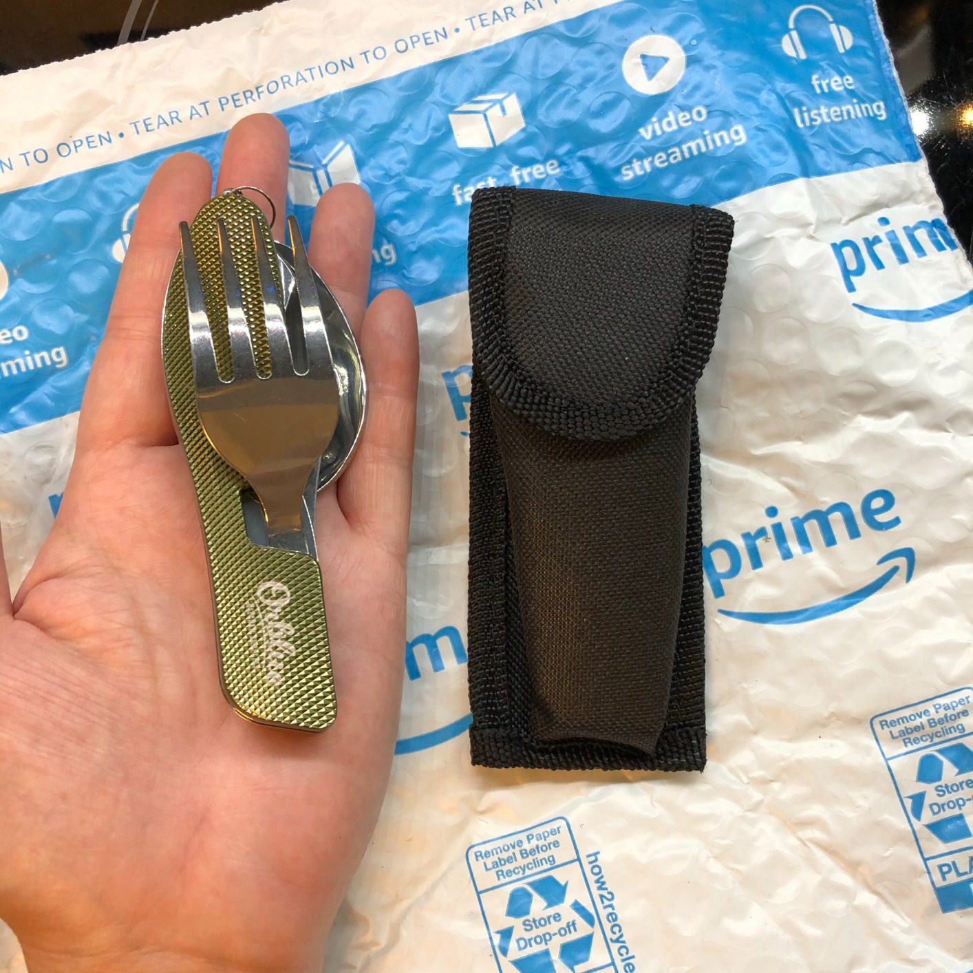 Orblue 4-in-1 Camping Utensils, 2-Pack - Portable Stainless Steel Spoon, Fork, Knife & Bottle Opener Combo Set - Travel, Backpacking Cutlery Multitool, Gray - Customer Photo 3