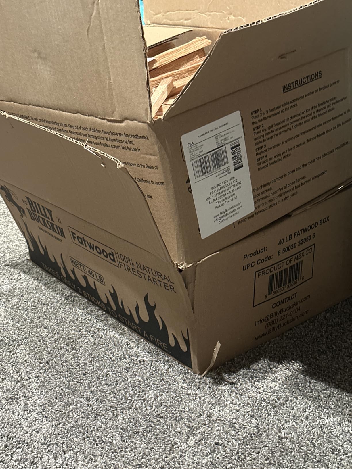 10lb Fatwood Fire Starter Sticks | 100% Natural Fire Starters for Campfires, Firepit, Fireplaces, BBQ, Wood Stoves | Easy Ignition w/Just 2 Sticks | Camping Essentials by Billy Buckskin (10lb Box) - Customer Photo 1