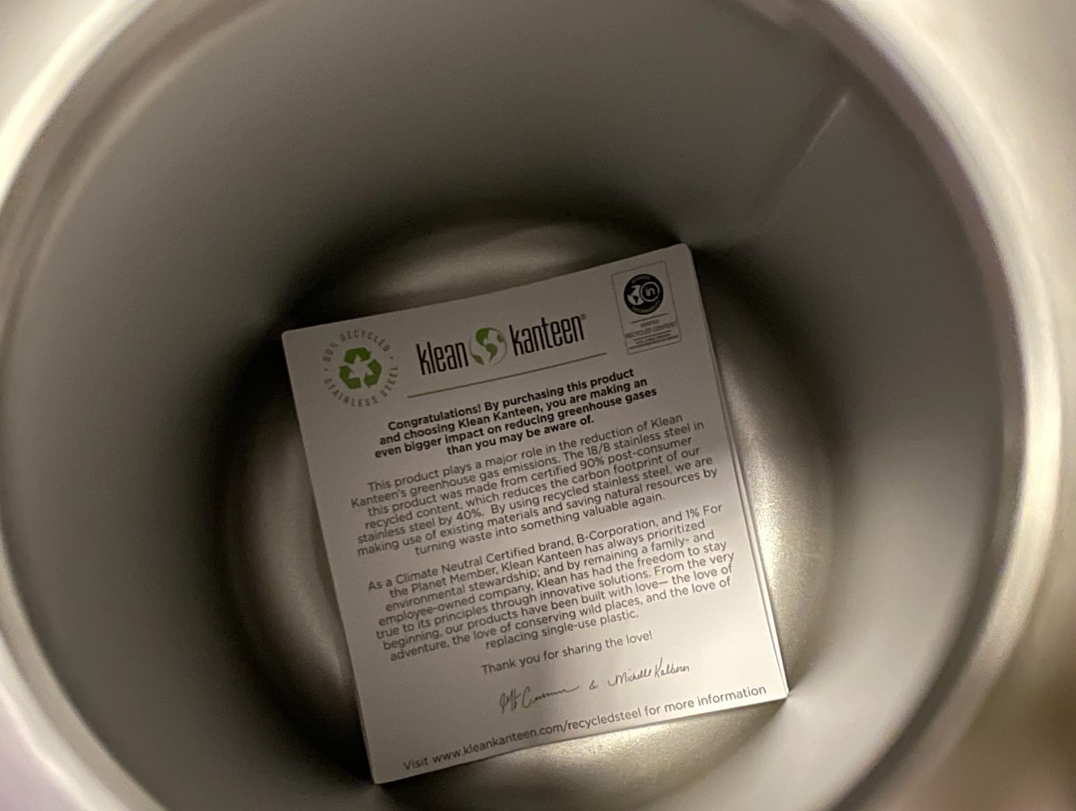 Klean Kanteen Wide Mouth Single Wall Stainless Steel Water Bottle (w/Wide Loop Cap) - 64oz - Brushed Stainless - Customer Photo 3