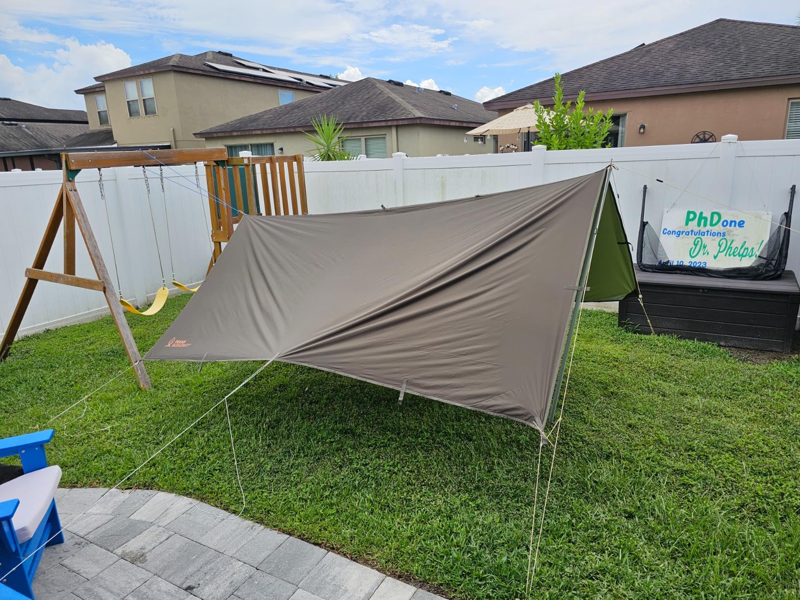 Texas Bushcraft Emergency Camping Tarp, Waterproof 10x10 Emergency Shelter for Backpacking and Hiking, 70D Ripstop Nylon Survival Tarp with Reflective Aluminized Polymer and Loop Ties with Grommets - Customer Photo 1