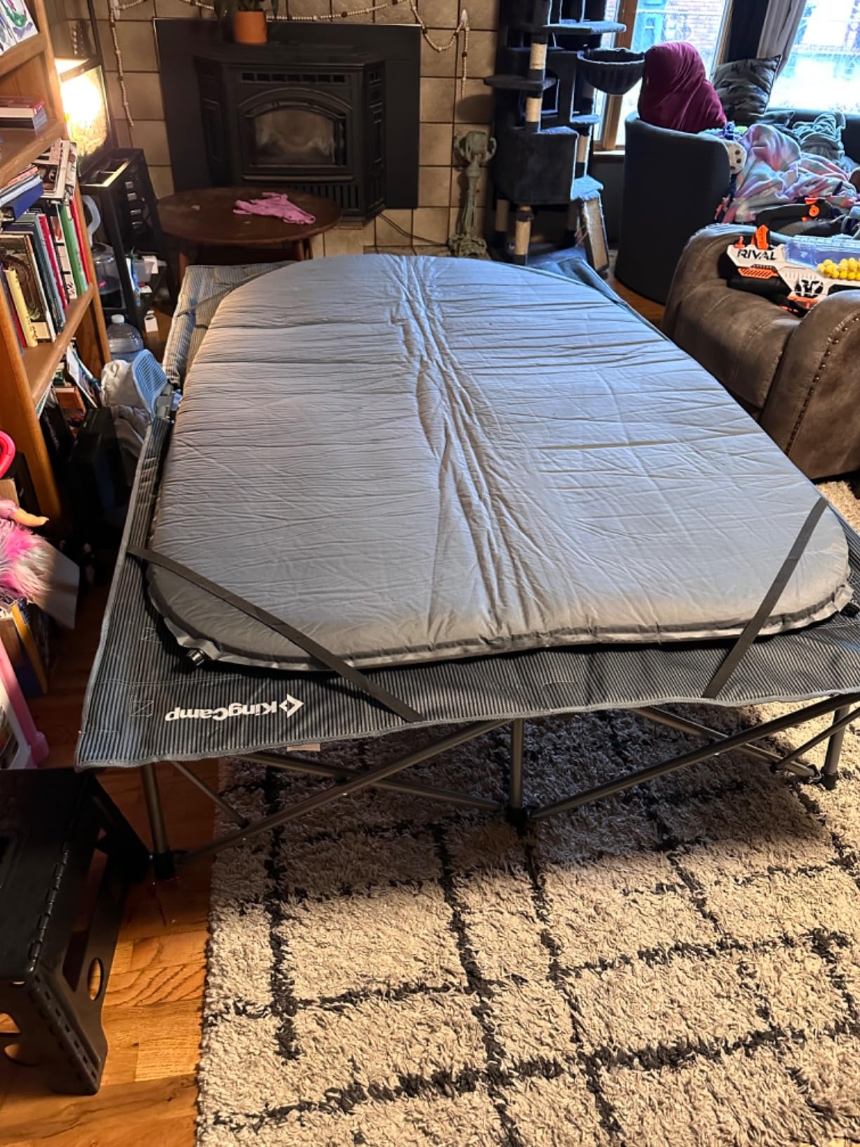 KingCamp 2 Person Queen Size Camping Cot, Folding Portable Double 550lbs Heavy Duty Oversized Large Wide XXL Foldable Sleeping Bed with Carry Bag for Two Adult Outdoor Travel Tent, Grey - Customer Photo 1