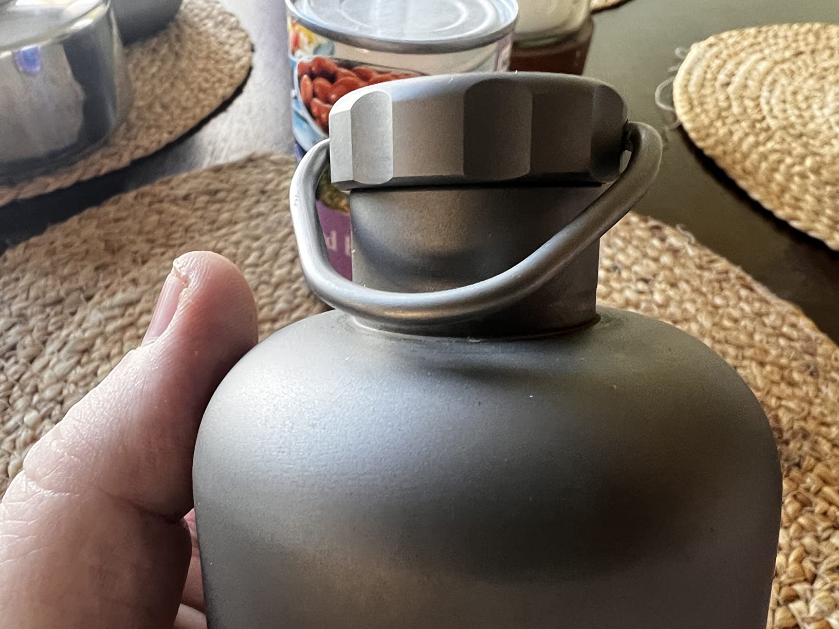 SILVERANT Ultralight Titanium Water Bottle 600ml/21 fl oz Crystallized Finish - Outdoor Camping Hiking Sports Hydration Bottle with Insulating Thermal Sleeve & Leakproof Clip Loop Cap - Slim Design - Customer Photo 3