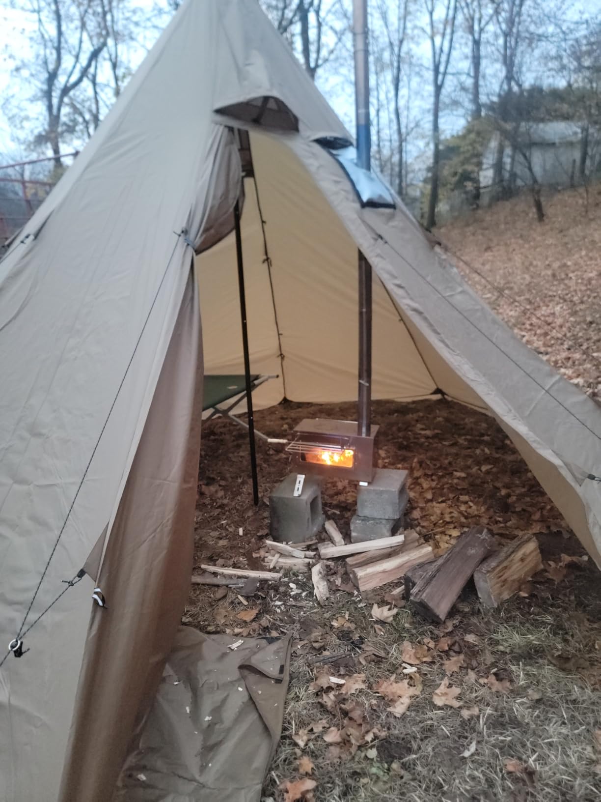 Preself 4~6 Person Tipi Hot Tent T3 XL with Screen Window, Height 8' 6