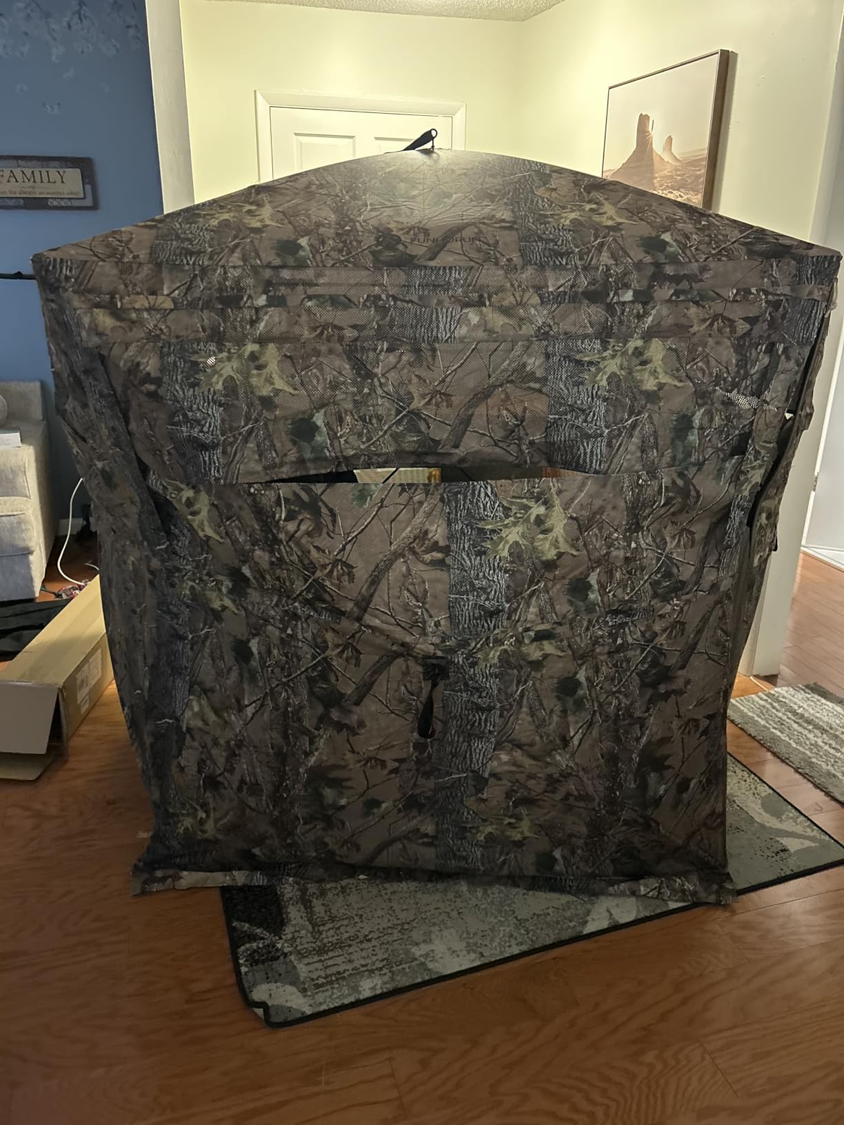 Hunting Blind 270/360 Degree See Through Ground Blind with Carrying Bag, 2/3/4 Person Pop Up Camouflage Tent Portable Concealed Shelter - Customer Photo 1