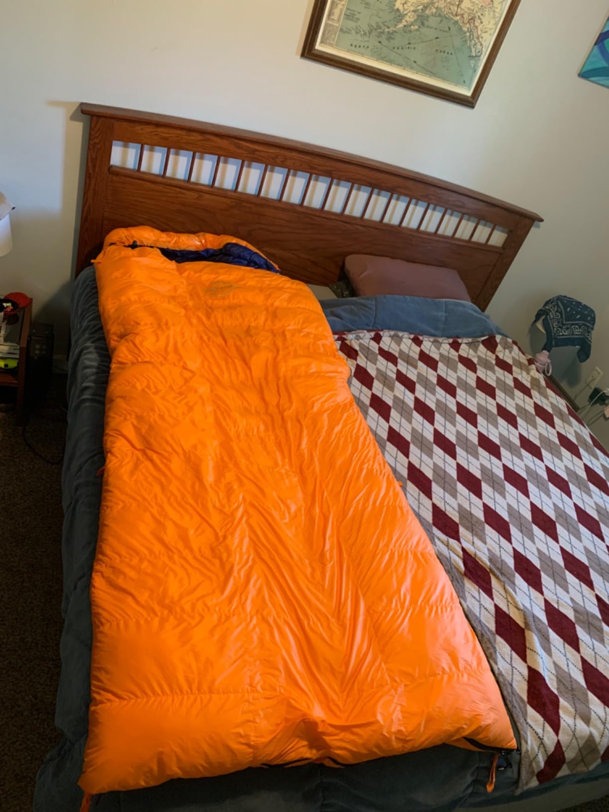 0 20 Degrees F Down Sleeping Bag for Adults,4 Season Cold Weather Rectangle Wearable Down Sleeping Bag for Camping Hiking,Can be Used as Blanket Quilt or Cloak,with Mesh Sack Buckle Strap - Customer Photo 2