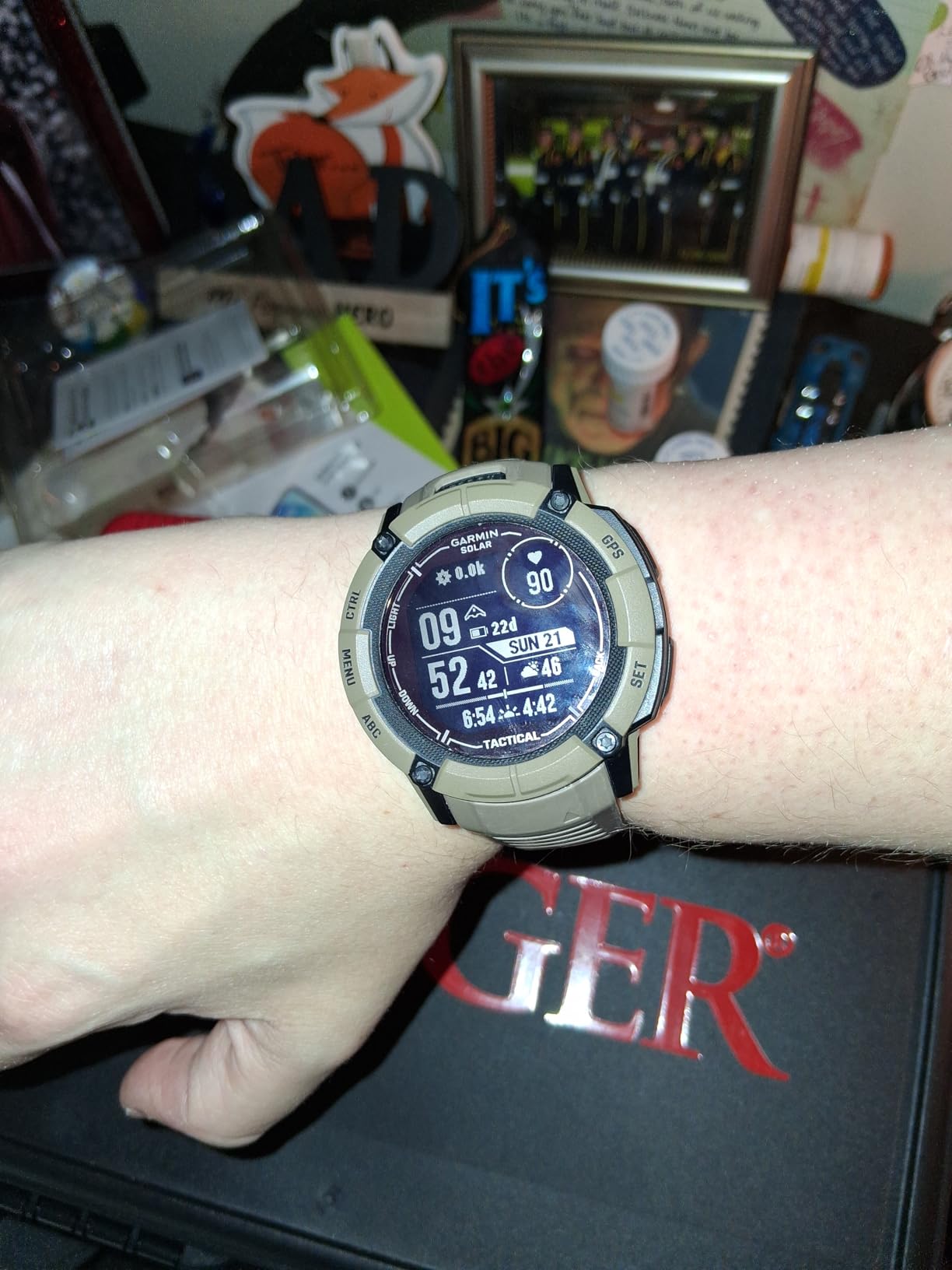 Garmin Instinct 2X Solar - Tactical Edition, Rugged GPS Smartwatch, Built-in Flashlight, Ballistics Calculator, Solar Charging Capability, Coyote Tan - Customer Photo 2