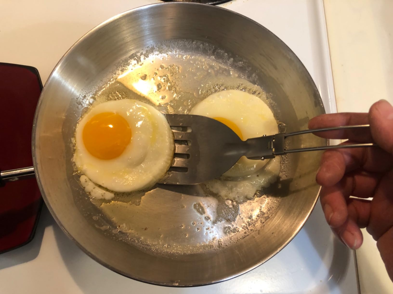 Yosoo Folding Spatula, Latch Design Stainless Steel Folding Cooking Spatula Lightweight Thickened Compact Strong for Camping - Customer Photo 1