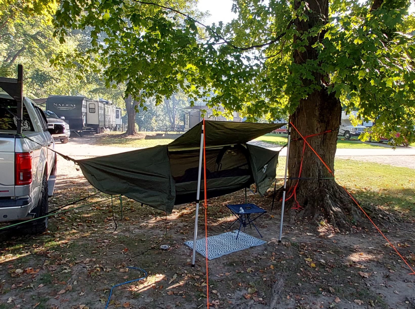 Night Cat Flat Lay Hammock Tent with Mosquito Net Waterproof Rainfly for 1 Person Backpacking Hiking Camping Lightweight 330LBS 87x28x19in - Customer Photo 2