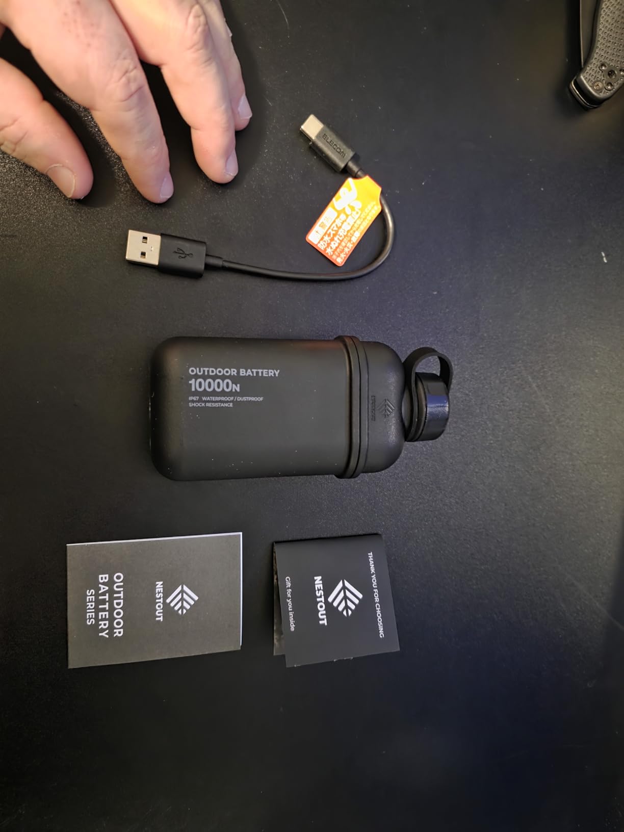 NESTOUT 10000mAh Rugged Power Bank, Outdoor Battery Pack, 20W USB C Fast Charging PD, Waterproof IP67, Shockproof Military Grade, Tactical EDC Gear, Camping, Hiking, Hunting, Survival (Black) - Customer Photo 2