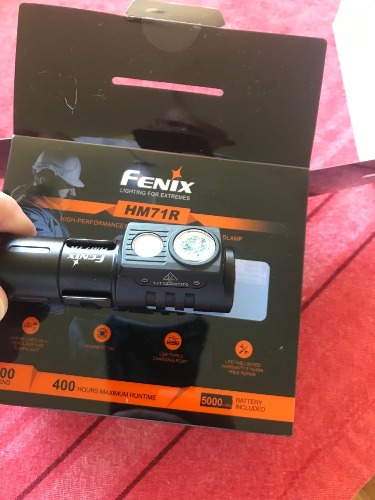 Fenix HM71R Headlamp, 2700 Lumen Super Bright USB-C Rechargeable Spot Light Flood Light L-Shape 90 Degree Right Angle Flashlight Industrial Grade with LumenTac Organizer - Customer Photo 1