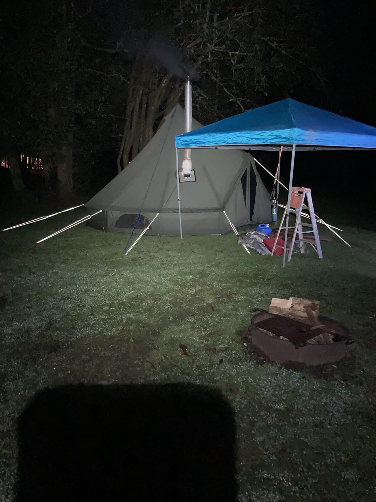 Cotton Canvas Bell Tent with Stove Jack, Roomy Yurt for Family Glamping Camping, 4 Season Tent with Zipped Removable Floor - Customer Photo 3