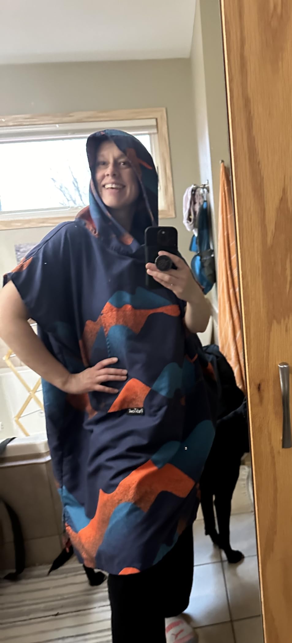 PackTowl Lightweight Microfiber Hooded Changing Poncho, Retro Curve, Large/Extra Large - Customer Photo 1