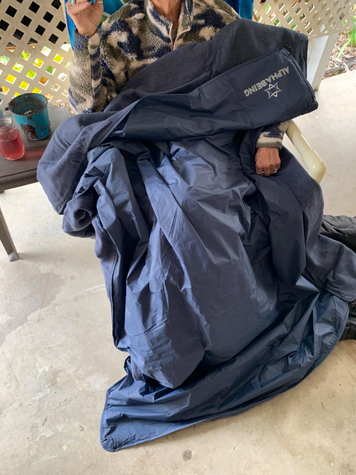 AlphaBeing Waterproof Outdoor Blanket with Merino Wool, Extra Thick Warm, Windproof, Packable Stadium Blankets for Cold Weather, Camping Gift, Pet, Car, Picnic, Concerts, 79