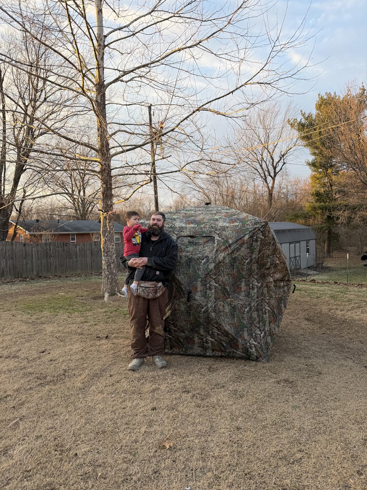 Hunting Blind with Floor Mat, 360 Degree See Through Ground Blind with Carrying Bag, 2/3/4 Person Pop Up Camouflage Tent Portable Concealed Shelter - Customer Photo 3