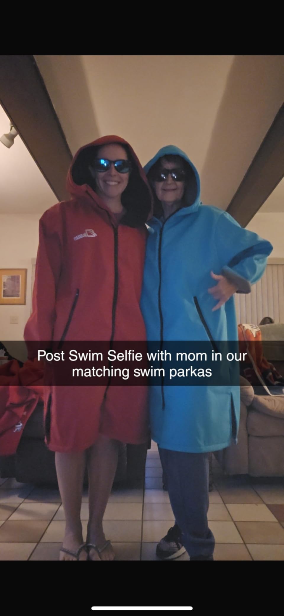 Oksun Oversized Waterproof Swim Parka: Windproof Warm Swimming Coat - Water Resistant Jacket - Thin Fleece Lined Surf Poncho - Customer Photo 1