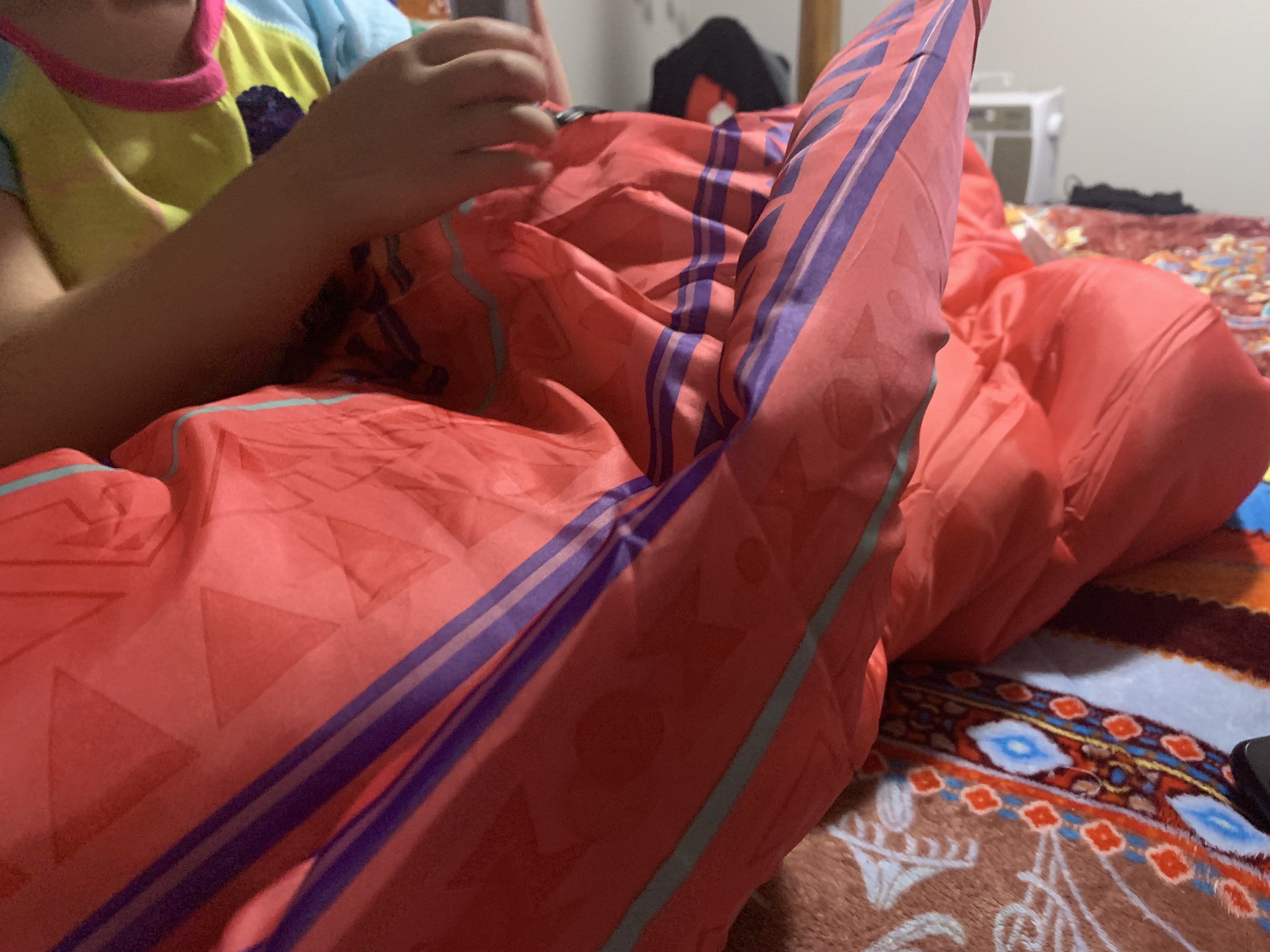 Coleman Kids 50°F Sleeping Bag, Comfortable Youth Sleeping Bag for Sleepovers & Camping, Fits Children up to 5ft Tall, Glow in The Dark Design, Stuff Sack Included, Machine Washable - Customer Photo 3