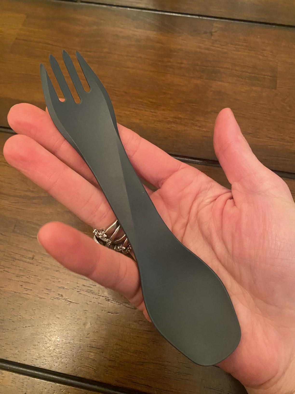 humangear GoBites Uno | Travel & Camping Utensils | Portable & Convertible Dining Ware | Multi-Functional Spork, Black Titanium - Customer Photo 2