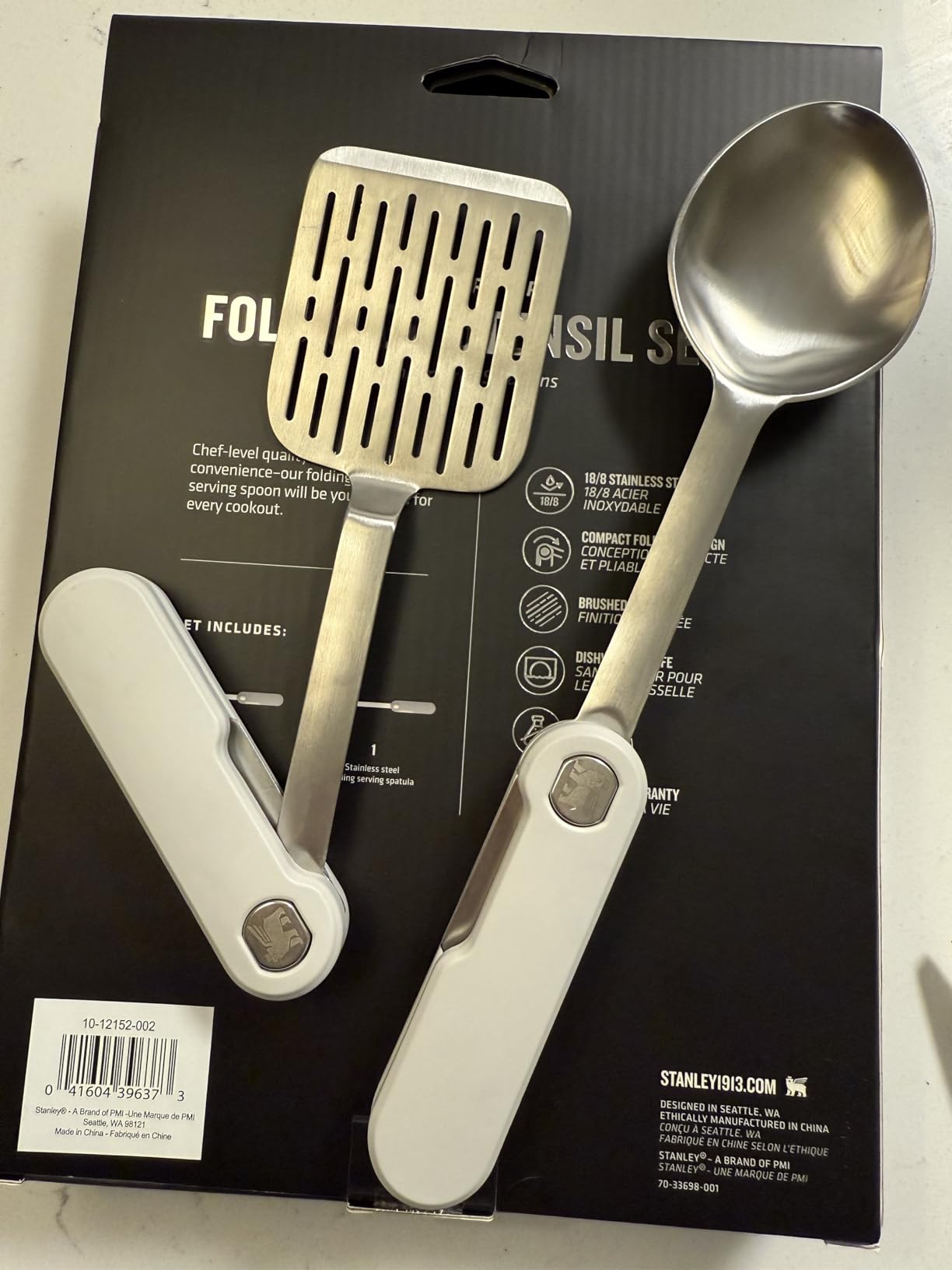 Stanley Wildfare Pro Stainless Steel Fold & Go Utensil Set | Folding Spatula and Spoon | Packable Outdoor Cookware | Camping Essentials for Your Camp Kitchen | BPA-Free | Pale Pebble & Stone - Customer Photo 1