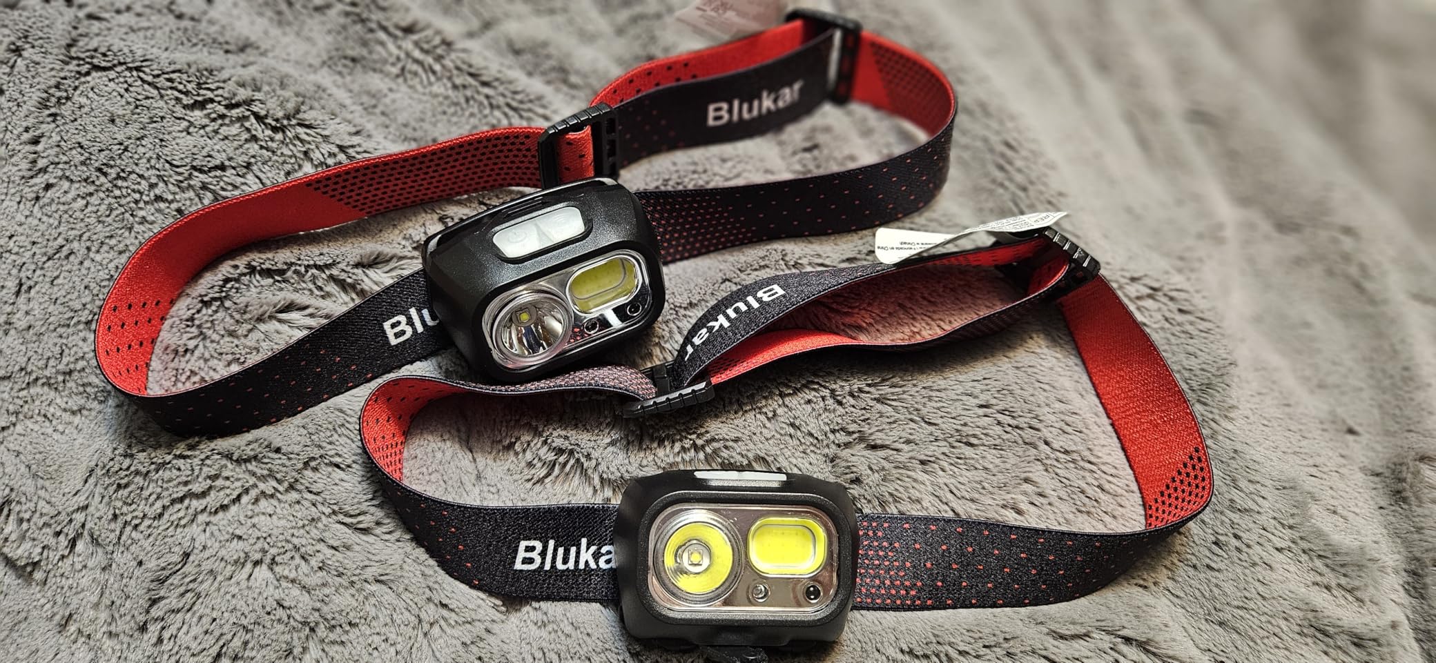 Blukar LED Headlamp Rechargeable,2000L Super Bright Headlight with Motion Sensor -Dimmable Brightness,8 Modes,Spotlight&Floodlight&Red Light Combination,IPX5 Waterproof for Hiking,Camping - 2 Pack - Customer Photo 1