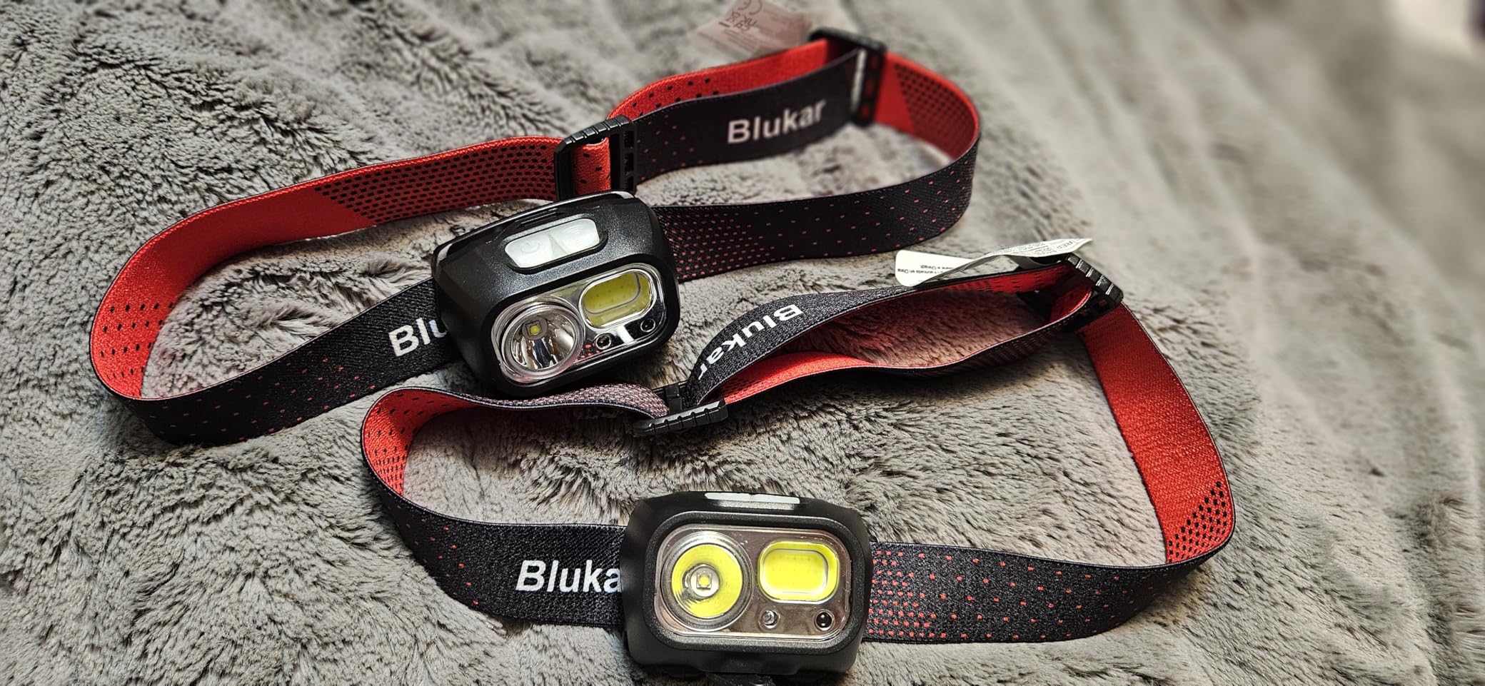 Blukar LED Headlamp Rechargeable,2000L Super Bright Headlight with Motion Sensor -Dimmable Brightness,8 Modes,Spotlight&Floodlight&Red Light Combination,IPX5 Waterproof for Hiking,Camping - 2 Pack - Customer Photo 5