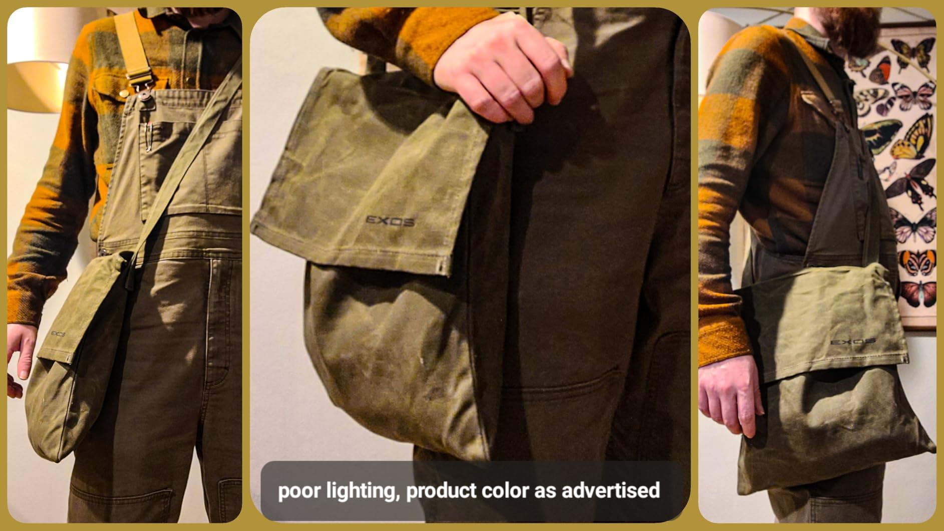 Exos Waxed Canvas Haversack Bushcraft Shoulder Bag - Durable Canvas Messenger Bag - Foraging Bag, Gardening Bag, 2 Sizes - Customer Photo 2