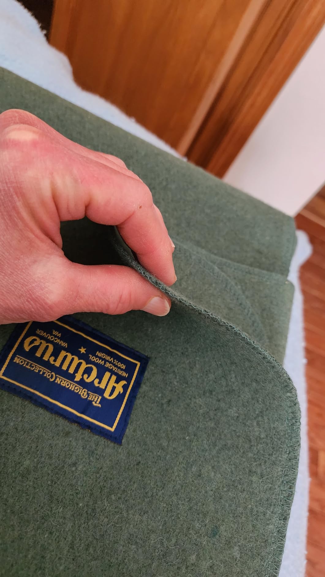 Arcturus Bighorn 100% Virgin Wool Blanket | Heirloom-Quality Wool Bedding for Home & Cabin | Warm, Thick & Durable (King Size, Sage) - Customer Photo 2