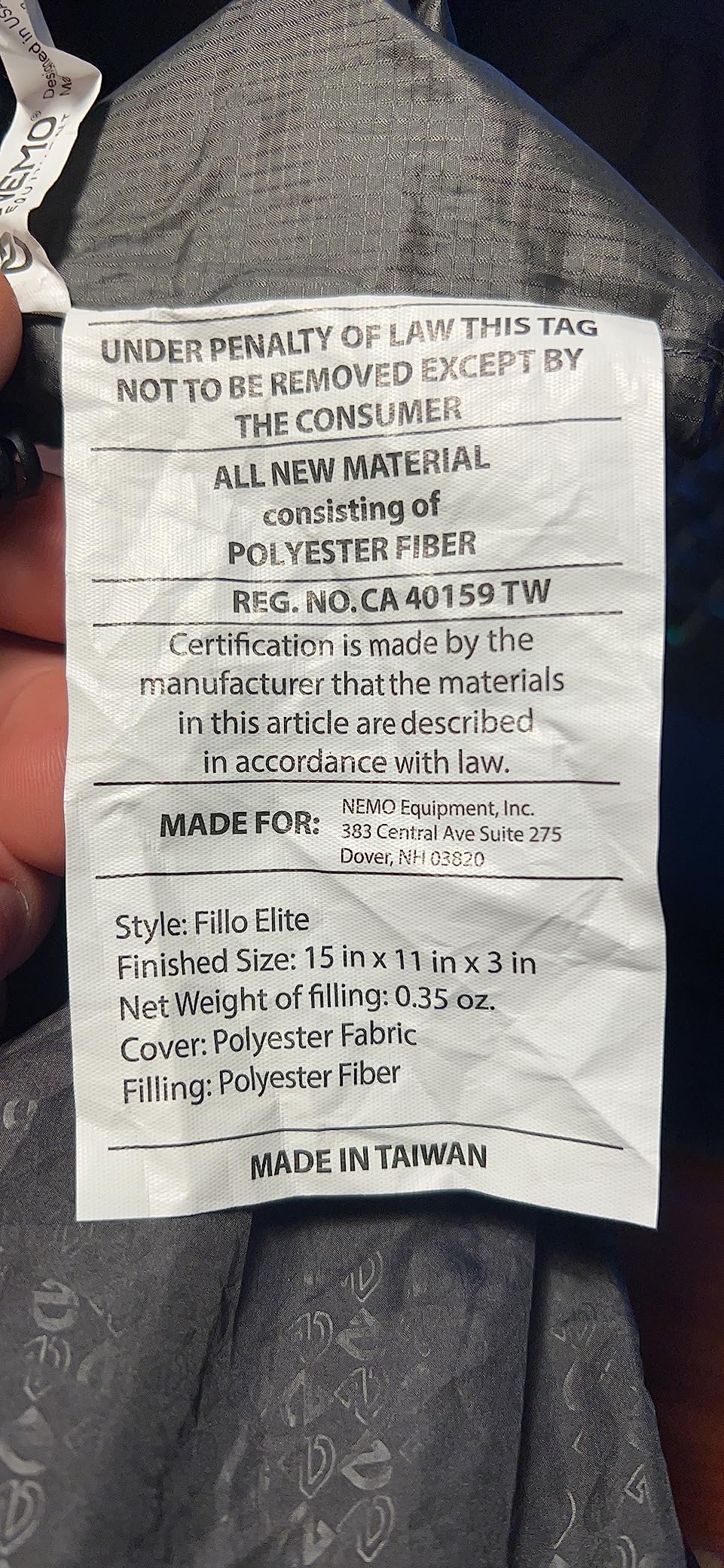 NEMO Equipment Fillo Elite Ultralight Backpacking Pillow - Blue Horizon/Citron - One Size - Customer Photo 3