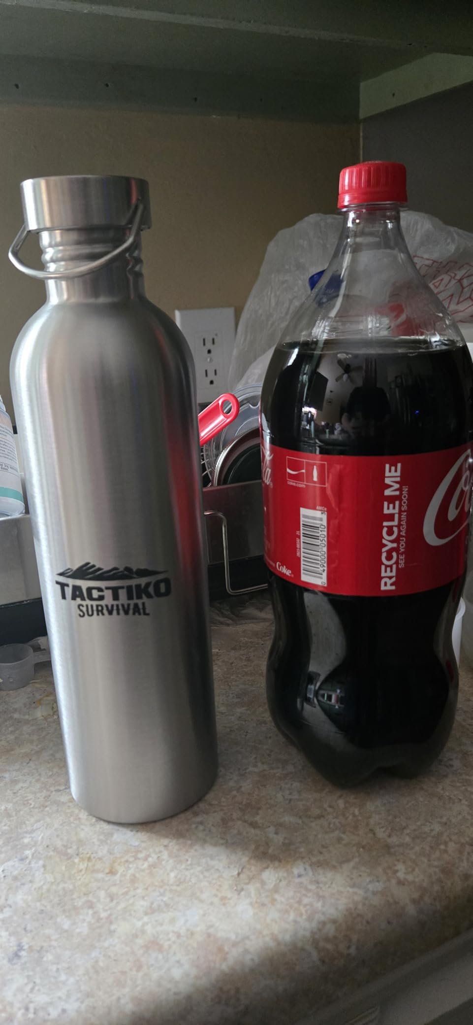 Tactiko Survival 34 oz/1000 ml Stainless Steel Wide Mouth Water Bottle, Single Wall Boil-Safe, Leakproof, BPA-Free with Carry Sleeve and Strap for Camping, Hiking, Outdoor Prep - Customer Photo 5