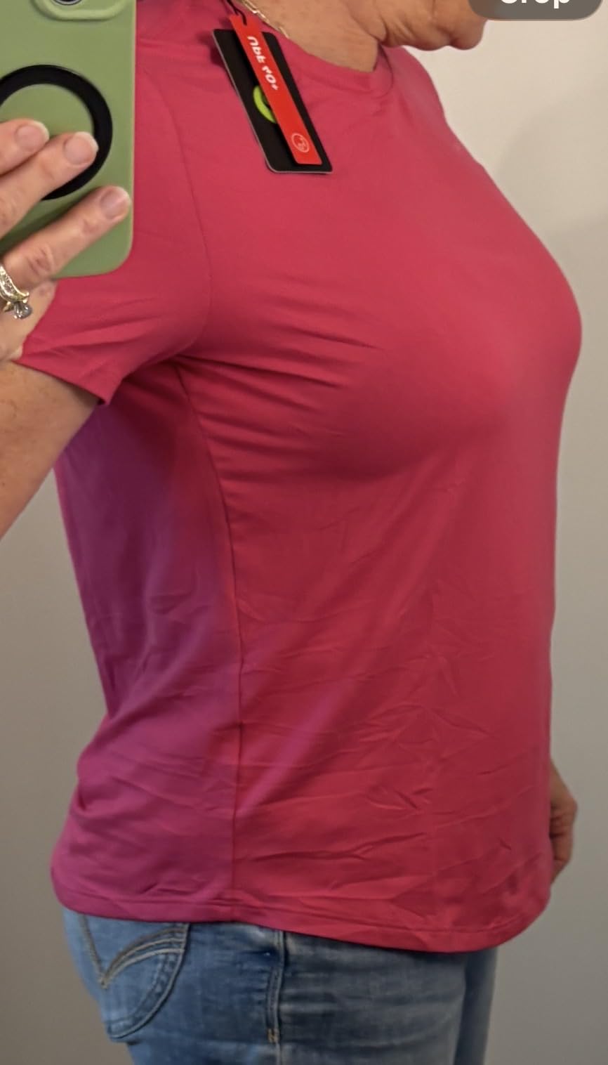 PINSPARK Soft Workout Tops for Women Short Sleeve UV Protection Shirt Quick Dry Athletic Hiking Travel Basic Tee Shirts - Customer Photo 1