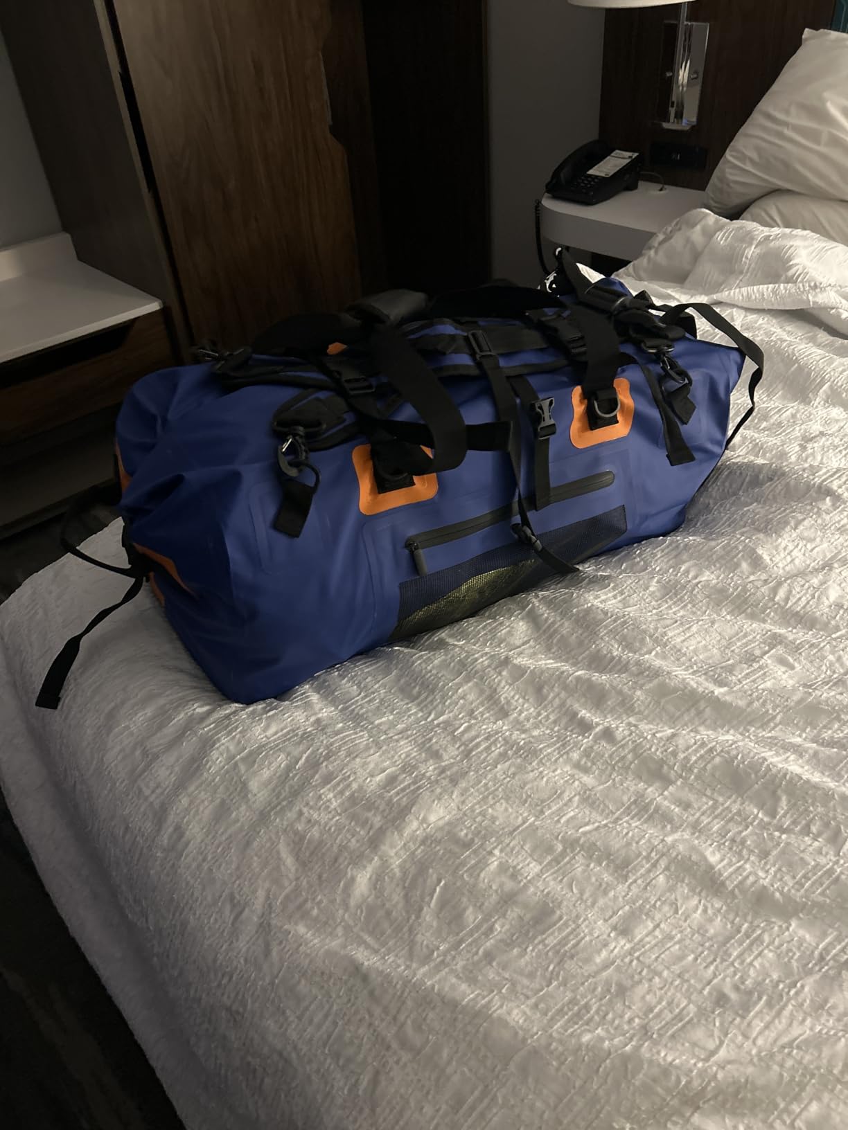 HEETA Waterproof Duffel Bag Motorcycle Dry Bag Backpack, 60L/80L Extra Large Rolltop Travel Duffle Bags with Straps & Handles for Kayaking Rafting Boating Canoeing Camping Gym Beach Cruise Ship - Customer Photo 5