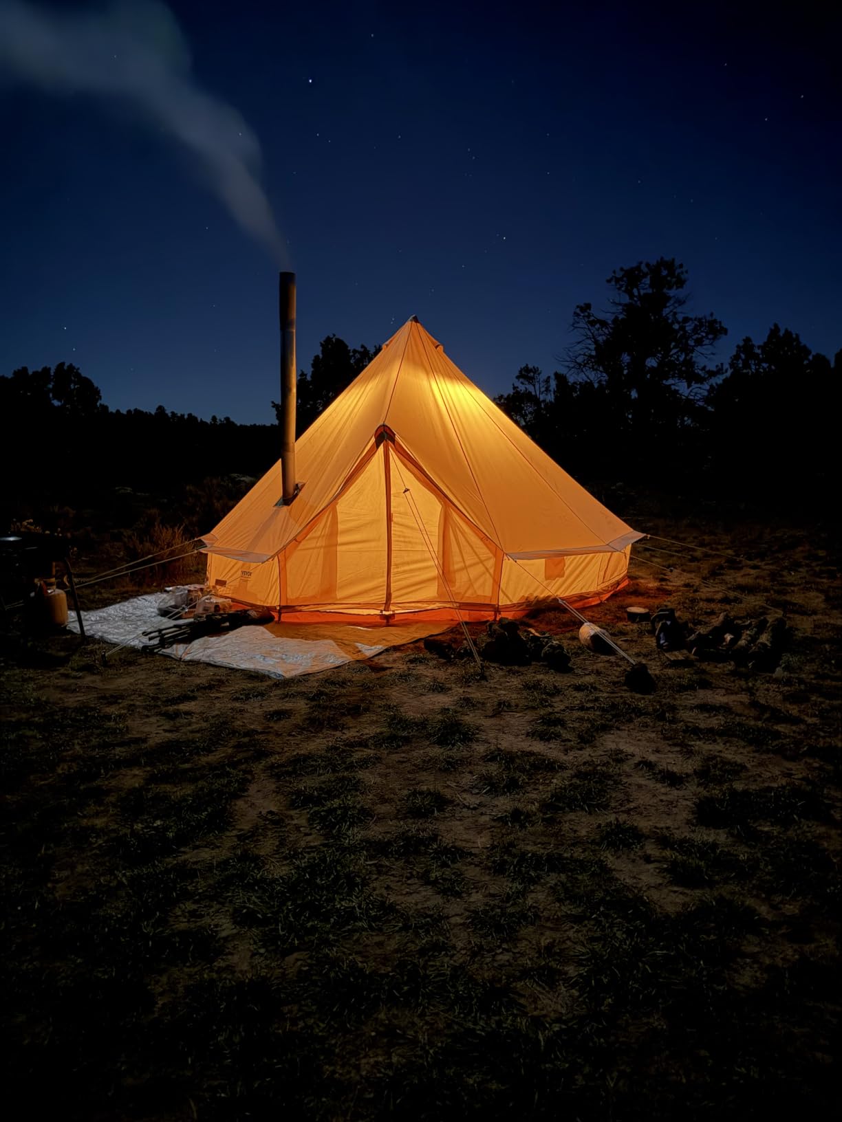 VEVOR Canvas Tent Bell, Yurt 4 Seasons for Camping with Stove Jack, Breathable Holds up to 4 People, Family Camping Outdoor Hunting Party - Customer Photo 2