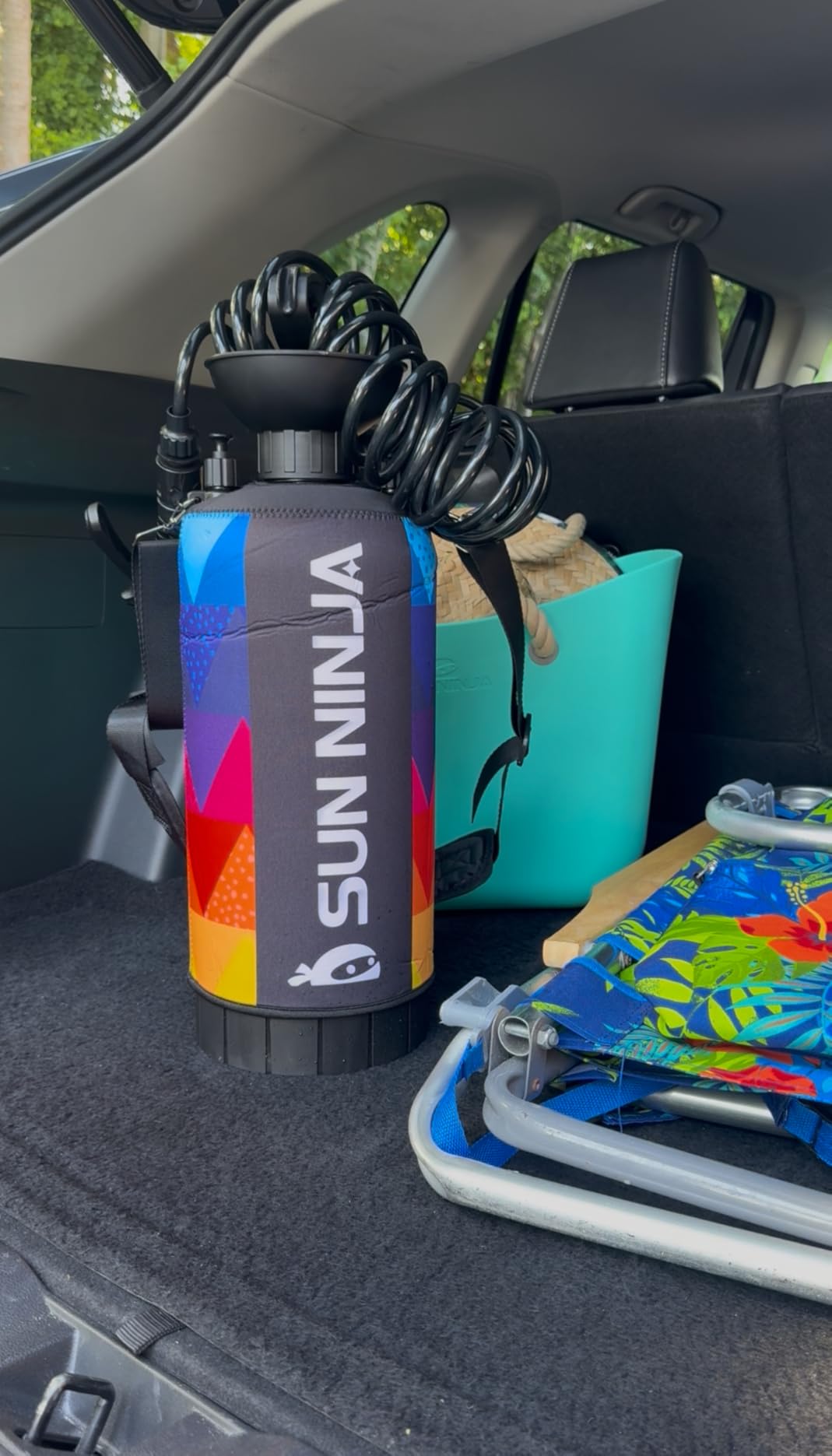 SUN NINJA Portable Shower, Camping Shower with 7 Mode Shower Head, Neoprene Cover Helps Keep Water Warm - Customer Photo 2