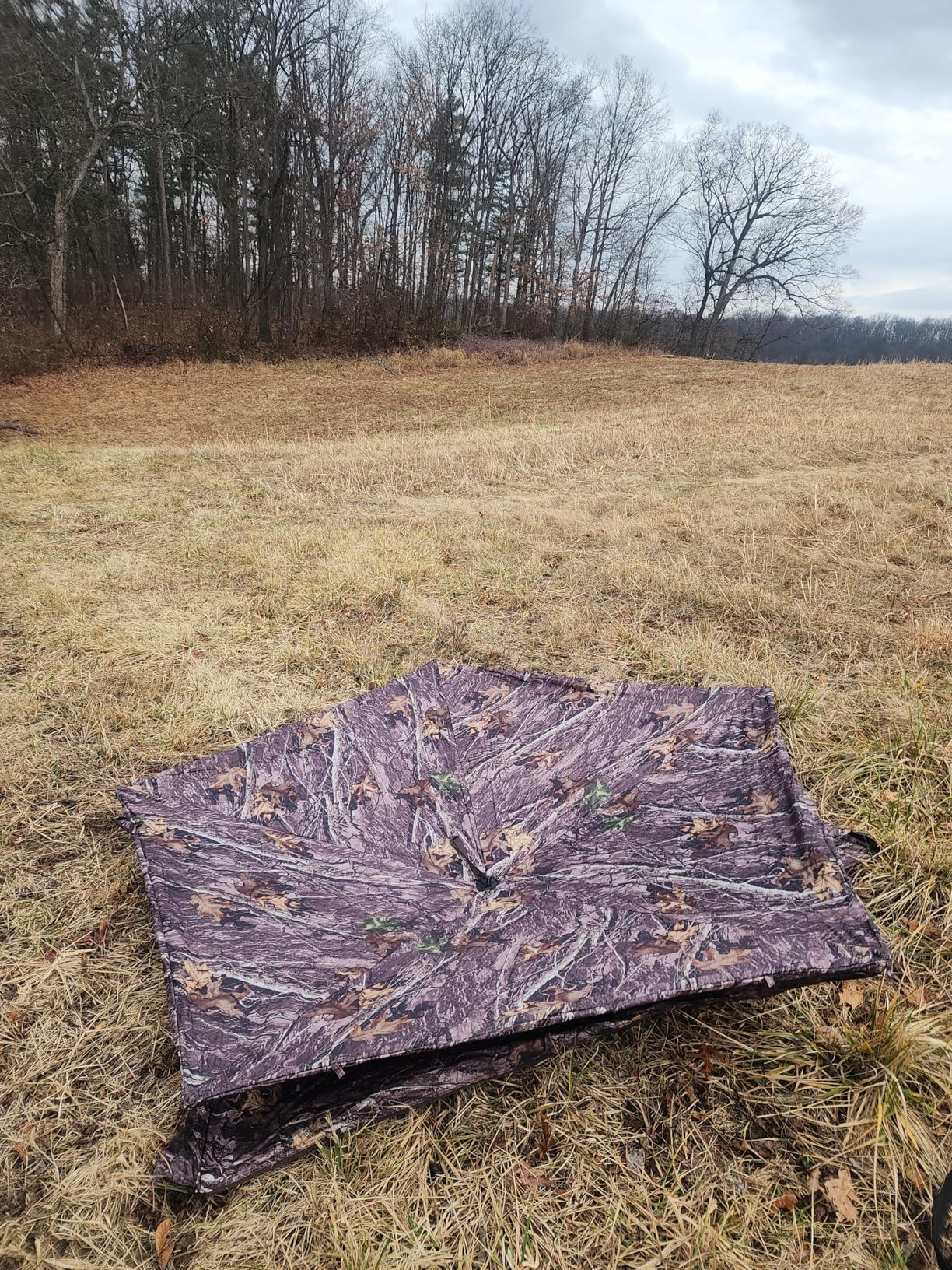 VEVOR Hunting Blind，See Through Ground Blinds with Carrying Bag, 360 Degree Portable Camouflage Tent，Durable Concealed Shelter with Silent Side Door and Window, for Turkey and Deer - Customer Photo 1